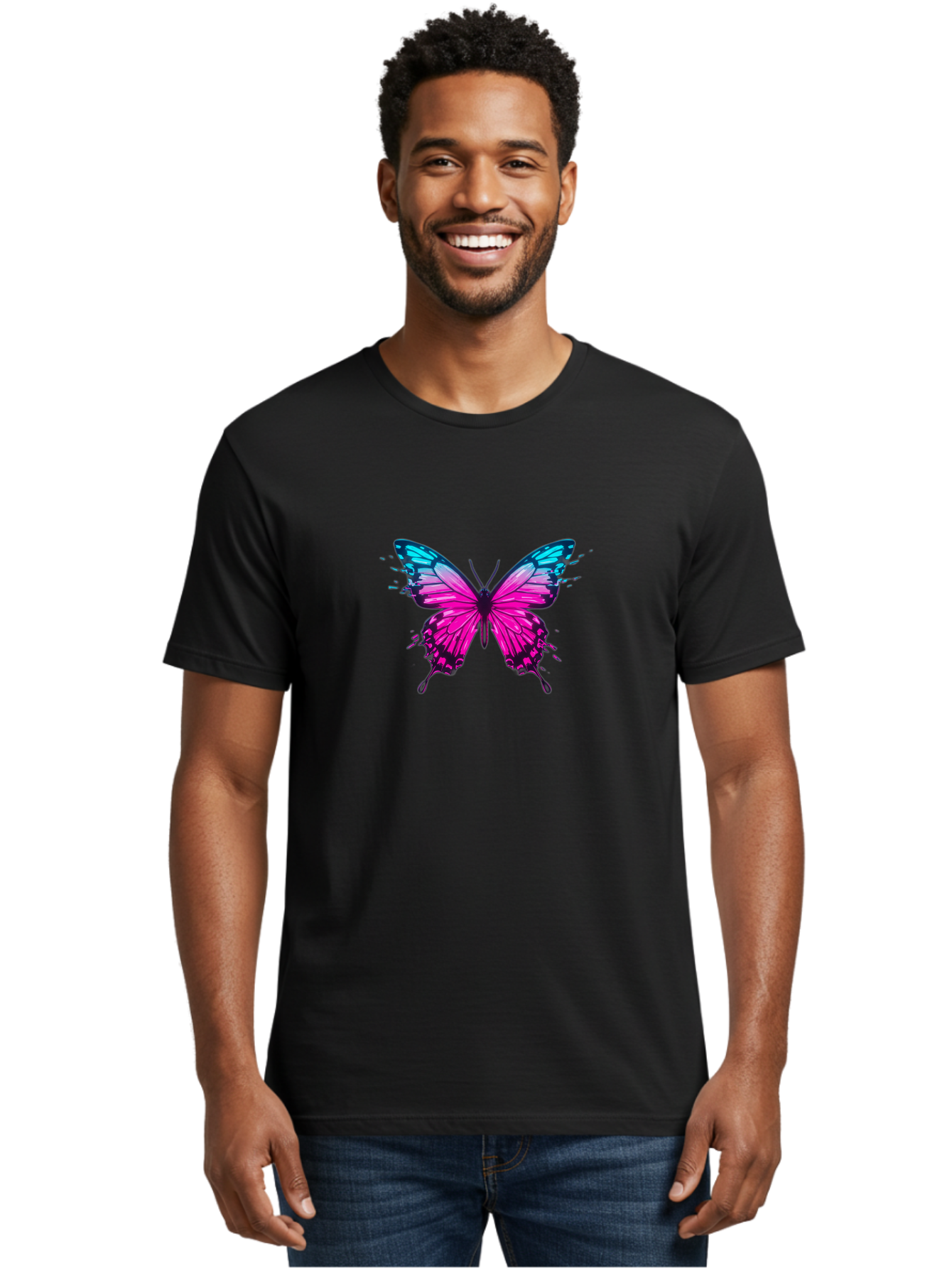 Butterfly-8 Men'S Graphic Tee, 100% Cotton, Comfortable Casual Summer Wear, Machine Washable, Vintage Camera, Old Camera, Antique Camera, Black Camera, Classic Photography, Photography Equipment, Nostalgic Device, Film Camera, Camera Art Bah668