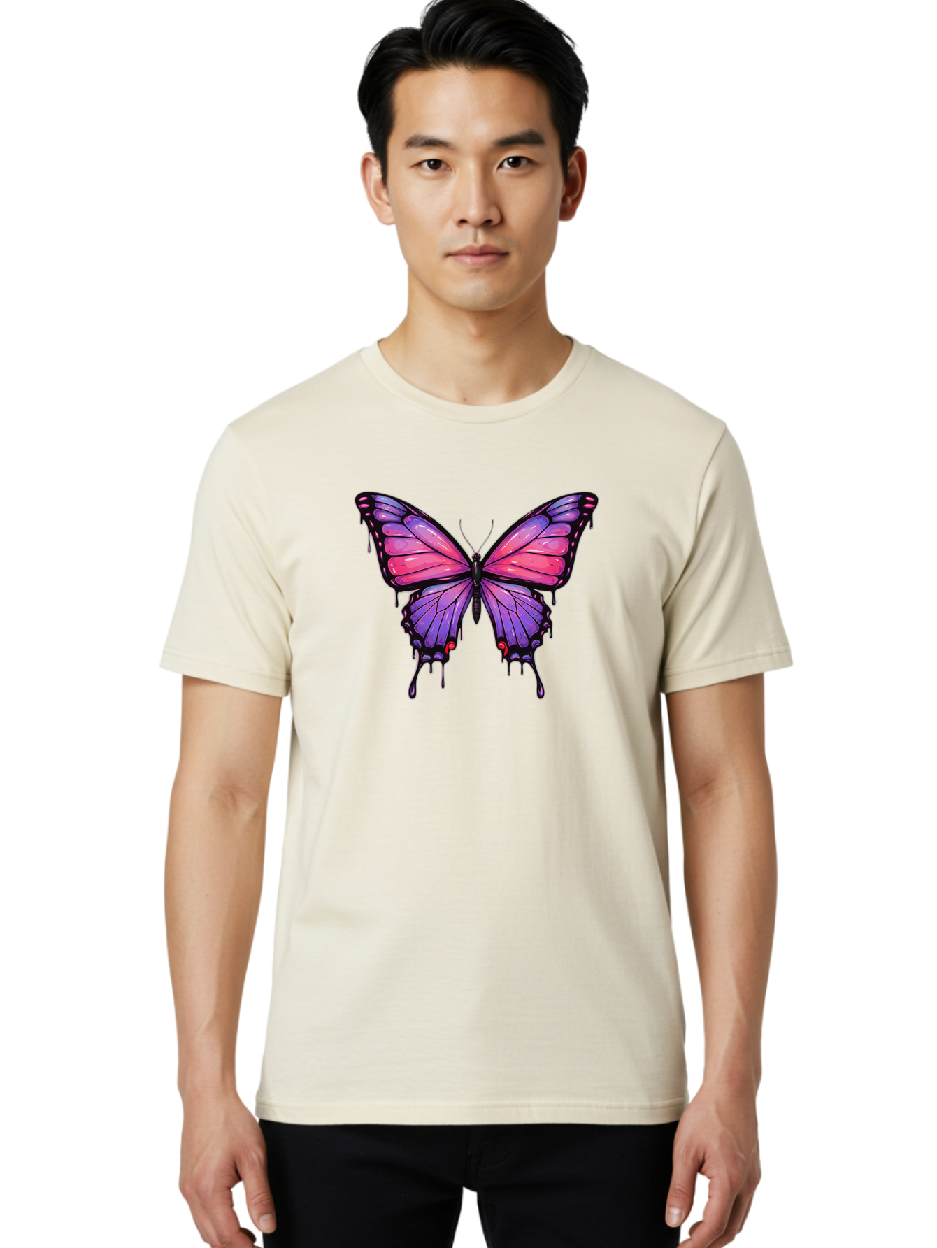 Butterfly-Design Men'S Graphic Tee, 100% Cotton, Comfortable Casual Summer Wear, Machine Washable, Vintage Camera, Old Camera, Antique Camera, Black Camera, Classic Photography, Photography Equipment, Nostalgic Device, Film Camera, Camera Art Bah670