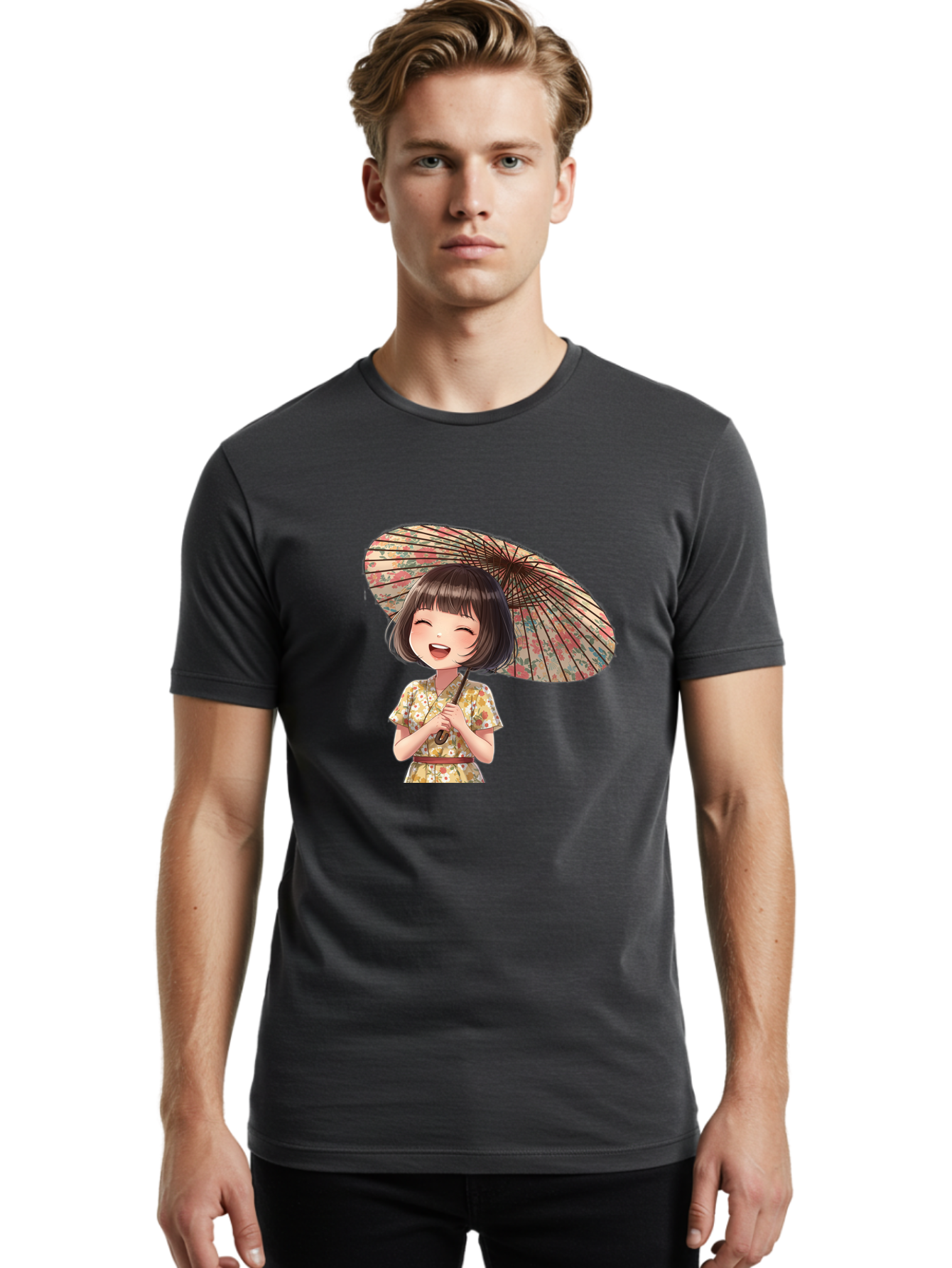 Cartoon-Girl-With-Parasol Men'S Graphic Tee, 100% Cotton, Comfortable Casual Summer Wear, Machine Washable, Vintage Camera, Old Camera, Antique Camera, Black Camera, Classic Photography, Photography Equipment, Nostalgic Device, Film Camera, Bah699