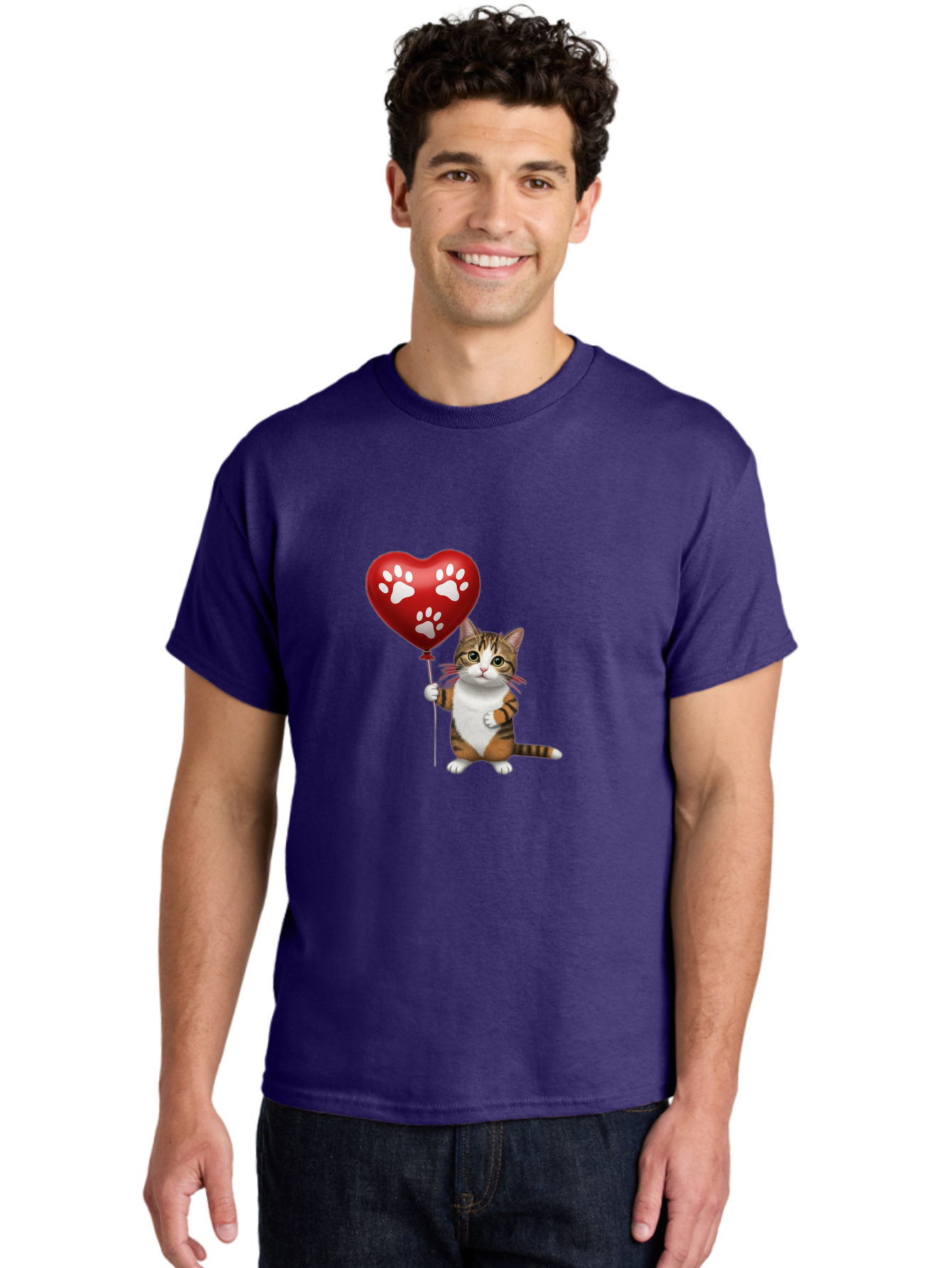 Cat-Holding-Heart-Balloon Men'S Graphic Tee, 100% Cotton, Comfortable Casual Summer Wear, Machine Washable, Vintage Camera, Old Camera, Antique Camera, Black Camera, Classic Photography, Photography Equipment, Nostalgic Device, Film Camera, Bah704
