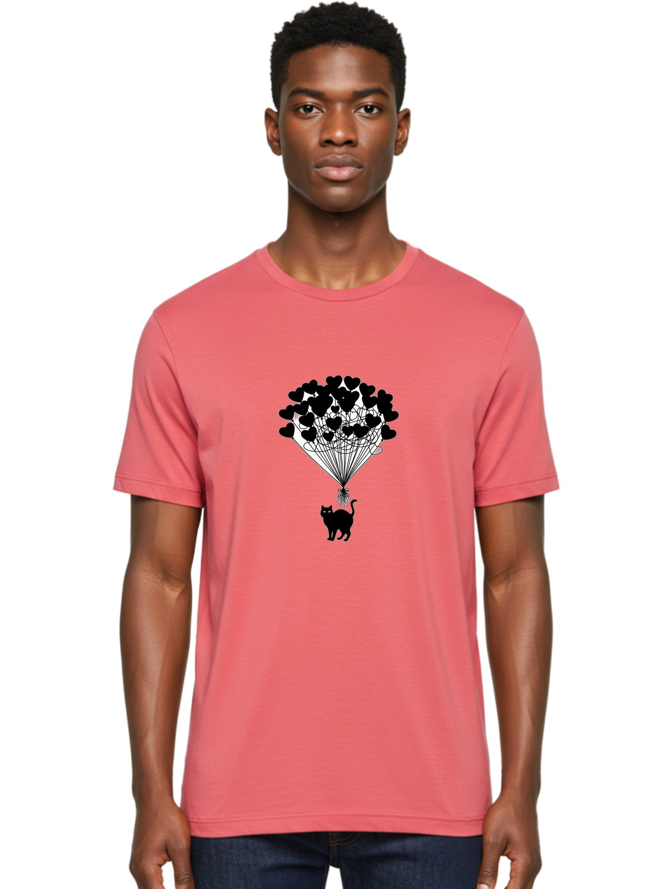 Cat-With-Heart-Balloon-2 Men'S Graphic Tee, 100% Cotton, Comfortable Casual Summer Wear, Machine Washable, Vintage Camera, Old Camera, Antique Camera, Black Camera, Classic Photography, Photography Equipment, Nostalgic Device, Film Camera, Bah709