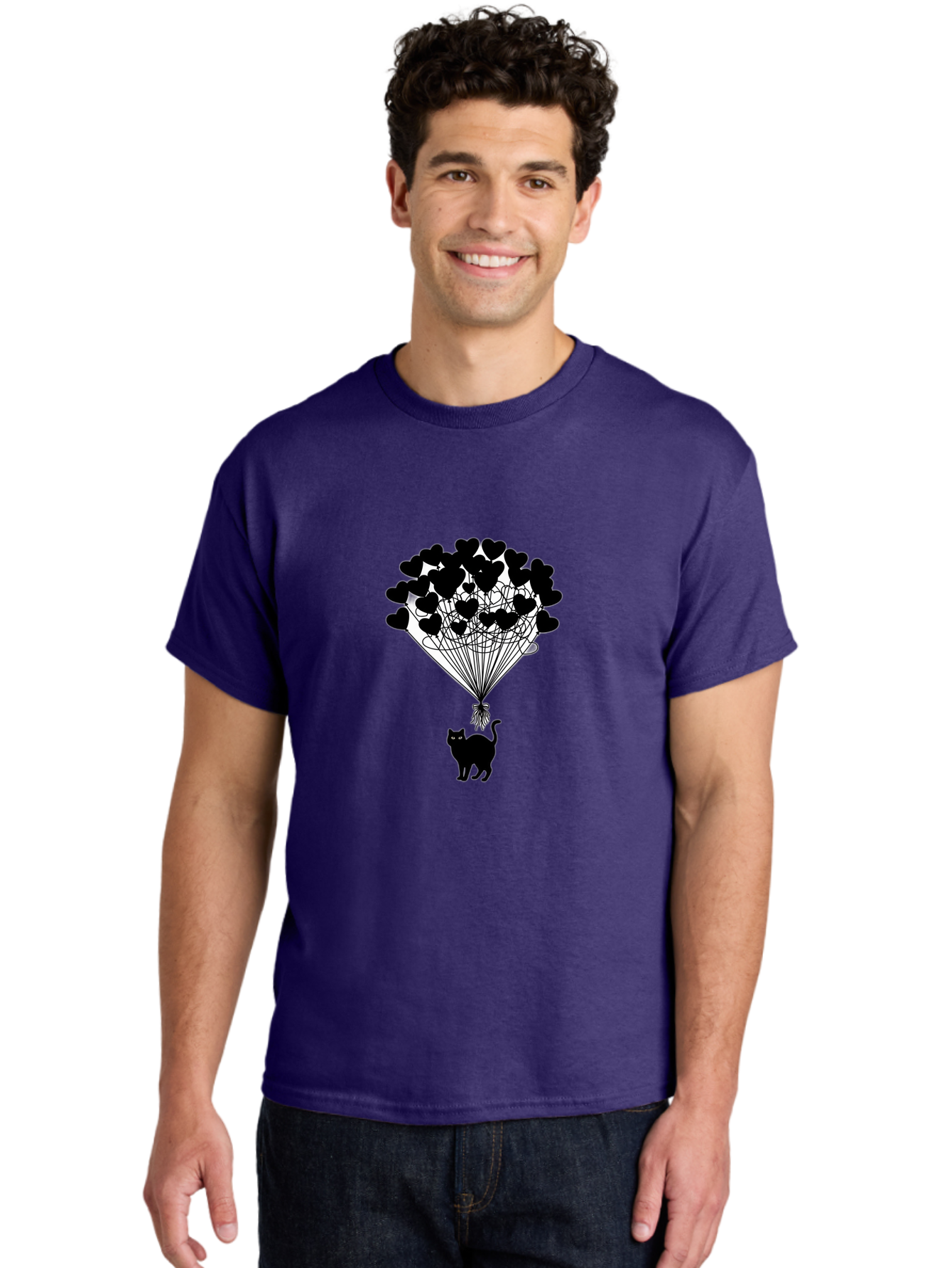 Cat-With-Heart-Balloon-2 Men'S Graphic Tee, 100% Cotton, Comfortable Casual Summer Wear, Machine Washable, Vintage Camera, Old Camera, Antique Camera, Black Camera, Classic Photography, Photography Equipment, Nostalgic Device, Film Camera, Bah709