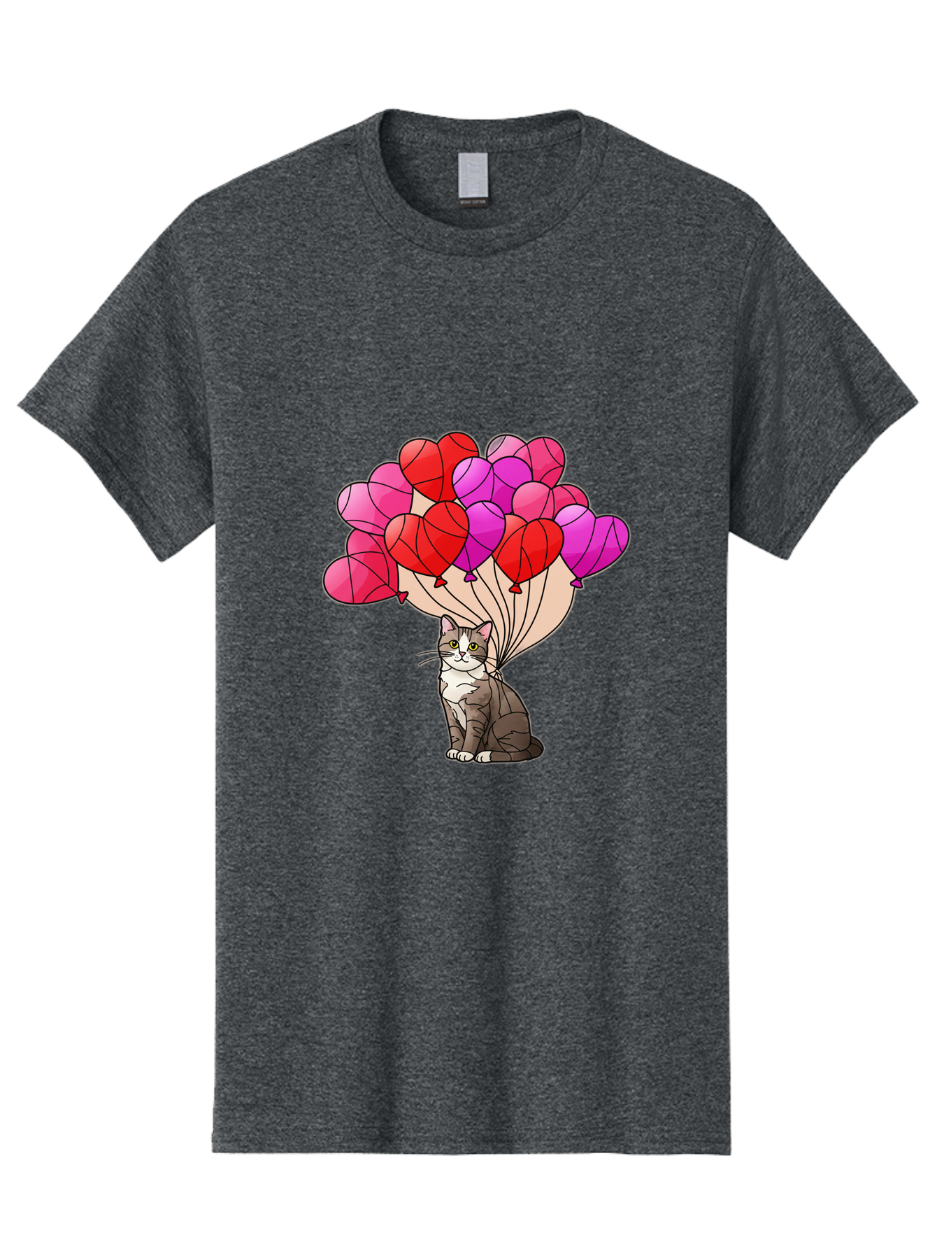 Cat-With-Heart-Balloons-2 Men'S Graphic Tee, 100% Cotton, Comfortable Casual Summer Wear, Machine Washable, Vintage Camera, Old Camera, Antique Camera, Black Camera, Classic Photography, Photography Equipment, Nostalgic Device, Film Camera, Bah714