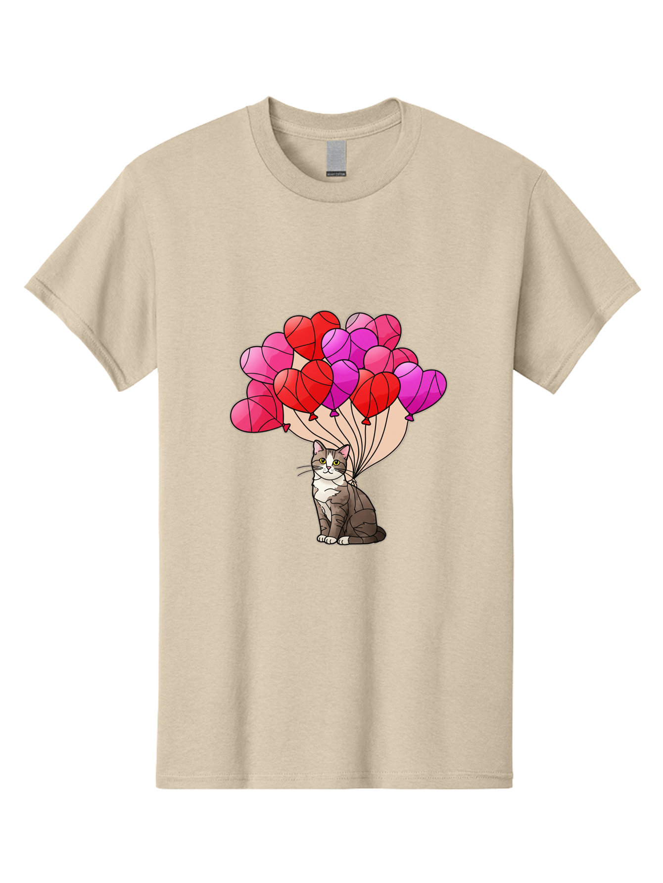 Cat-With-Heart-Balloons-2 Men'S Graphic Tee, 100% Cotton, Comfortable Casual Summer Wear, Machine Washable, Vintage Camera, Old Camera, Antique Camera, Black Camera, Classic Photography, Photography Equipment, Nostalgic Device, Film Camera, Bah714