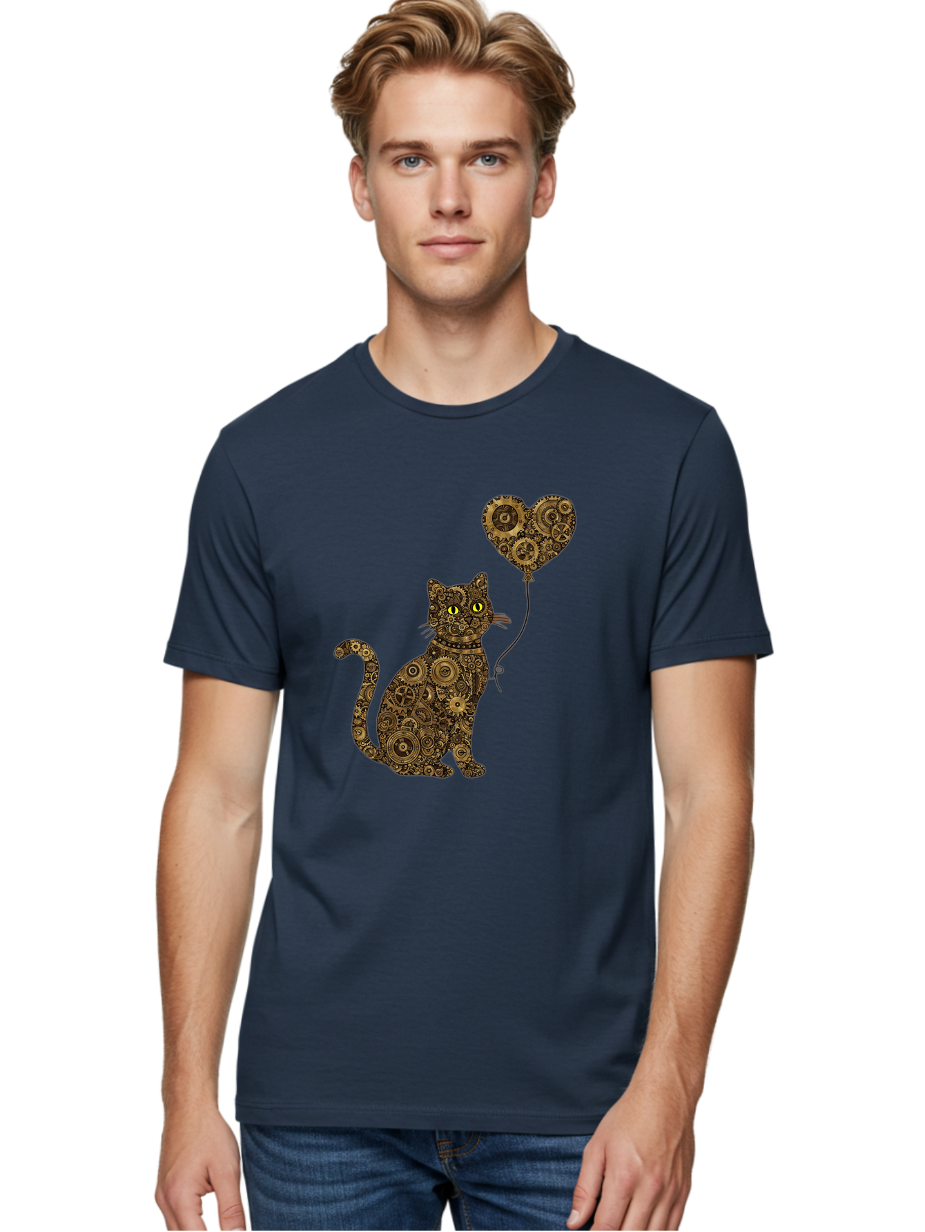 Cat-With-Heart-Shaped-Balloon Men'S Graphic Tee, 100% Cotton, Comfortable Casual Summer Wear, Machine Washable, Vintage Camera, Old Camera, Antique Camera, Black Camera, Classic Photography, Photography Equipment, Nostalgic Device, Bah717