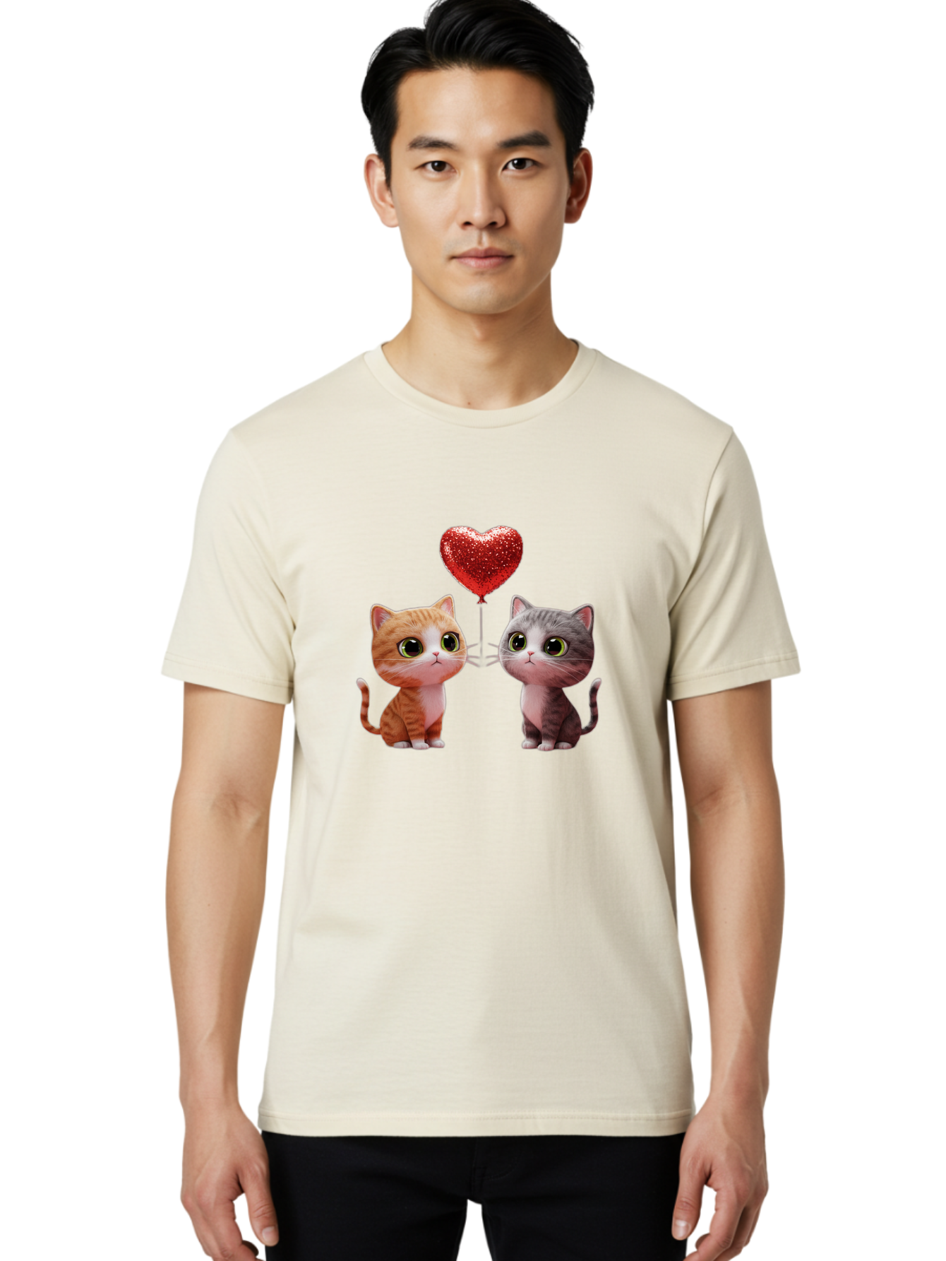 Cats-With-Heart-Balloon-1 Men'S Graphic Tee, 100% Cotton, Comfortable Casual Summer Wear, Machine Washable, Vintage Camera, Old Camera, Antique Camera, Black Camera, Classic Photography, Photography Equipment, Nostalgic Device, Film Camera, Bah722