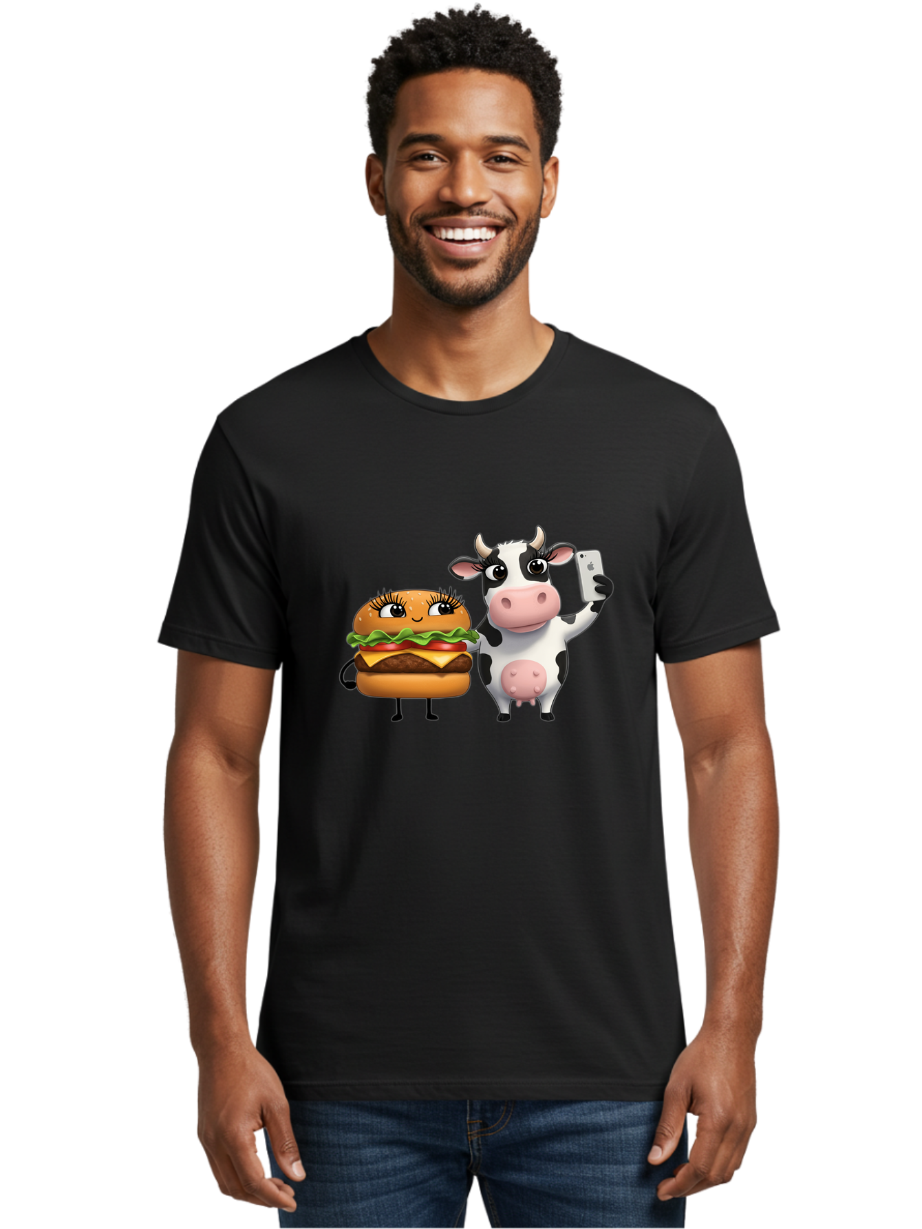 Cheeseburger-Cow-1 Men'S Graphic Tee, 100% Cotton, Comfortable Casual Summer Wear, Machine Washable, Vintage Camera, Old Camera, Antique Camera, Black Camera, Classic Photography, Photography Equipment, Nostalgic Device, Film Camera, Bah726