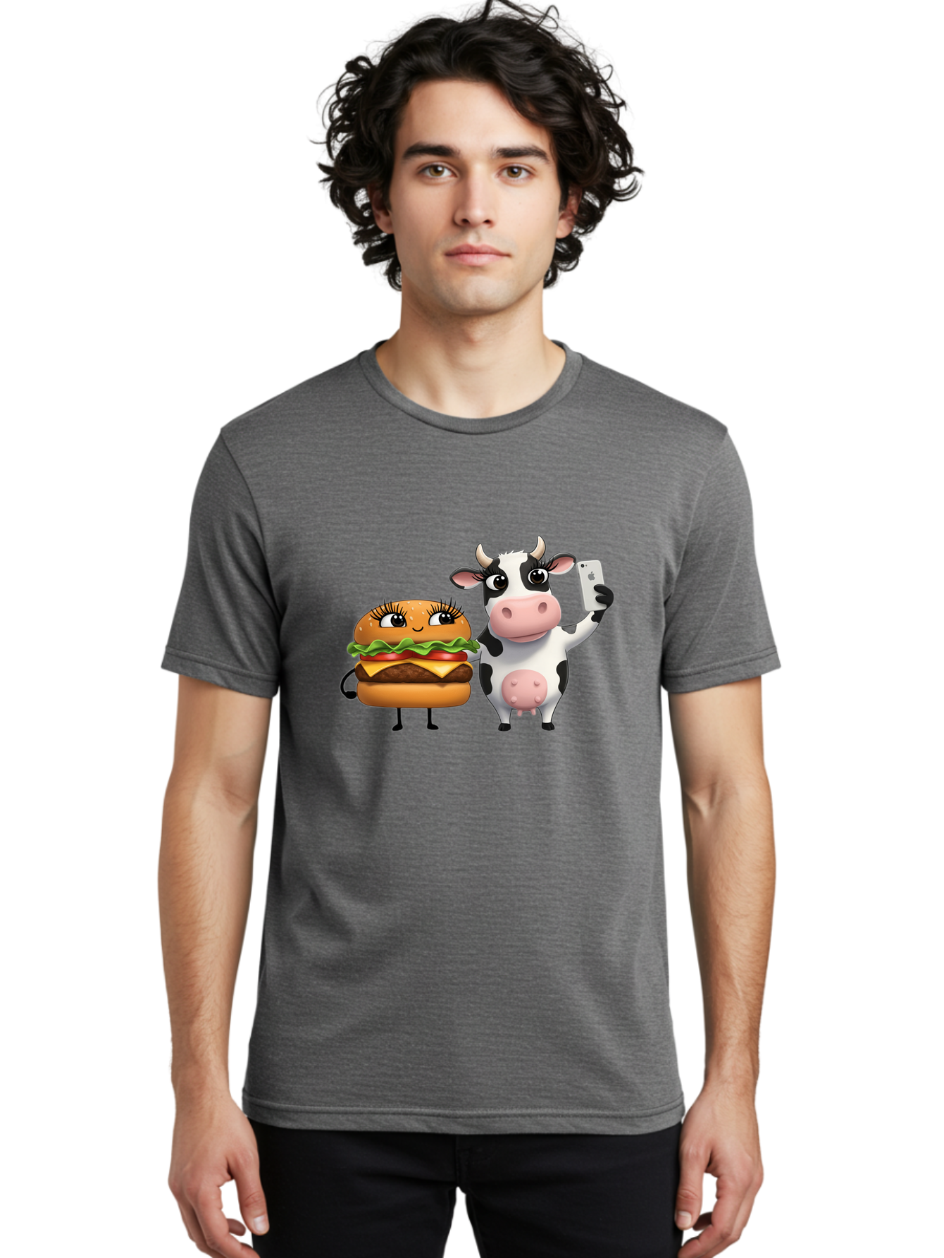 Cheeseburger-Cow-1 Men'S Graphic Tee, 100% Cotton, Comfortable Casual Summer Wear, Machine Washable, Vintage Camera, Old Camera, Antique Camera, Black Camera, Classic Photography, Photography Equipment, Nostalgic Device, Film Camera, Bah726