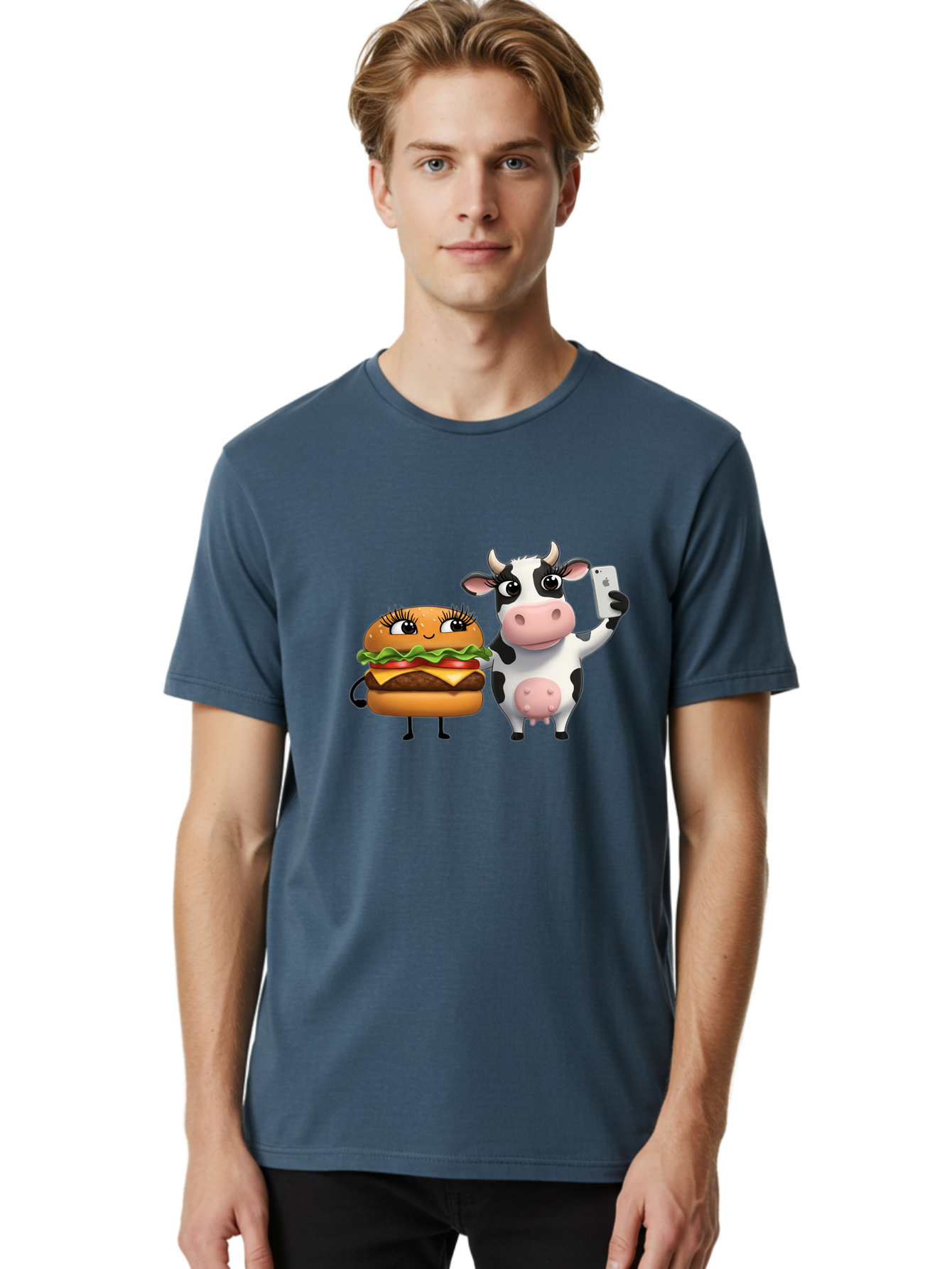 Cheeseburger-Cow-1 Men'S Graphic Tee, 100% Cotton, Comfortable Casual Summer Wear, Machine Washable, Vintage Camera, Old Camera, Antique Camera, Black Camera, Classic Photography, Photography Equipment, Nostalgic Device, Film Camera, Bah726
