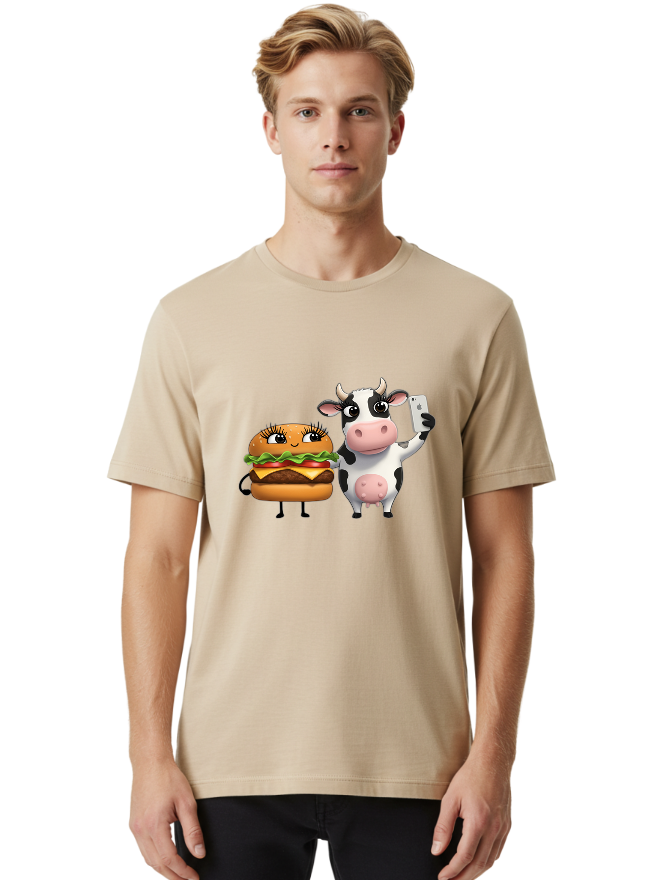 Cheeseburger-Cow-1 Men'S Graphic Tee, 100% Cotton, Comfortable Casual Summer Wear, Machine Washable, Vintage Camera, Old Camera, Antique Camera, Black Camera, Classic Photography, Photography Equipment, Nostalgic Device, Film Camera, Bah726