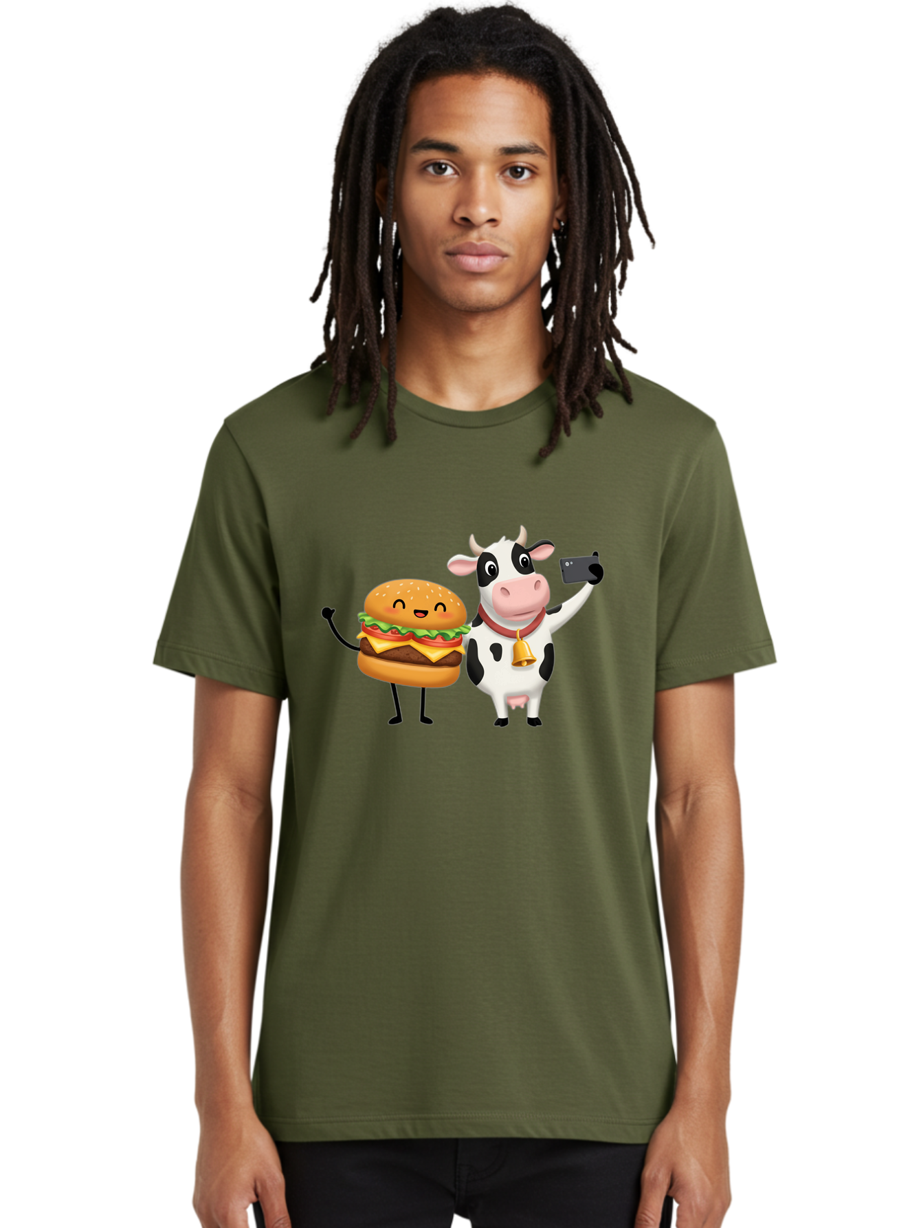 Cheeseburger-Cow Men'S Graphic Tee, 100% Cotton, Comfortable Casual Summer Wear, Machine Washable, Vintage Camera, Old Camera, Antique Camera, Black Camera, Classic Photography, Photography Equipment, Nostalgic Device, Film Camera, Camera Art Bah727