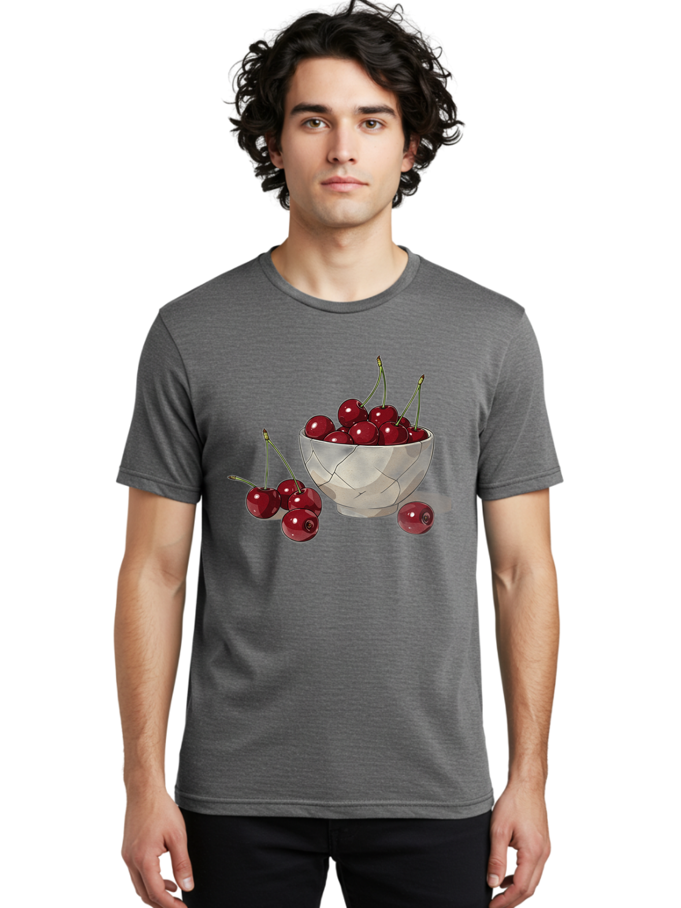 Cherries-1 Men'S Graphic Tee, 100% Cotton, Comfortable Casual Summer Wear, Machine Washable, Vintage Camera, Old Camera, Antique Camera, Black Camera, Classic Photography, Photography Equipment, Nostalgic Device, Film Camera, Camera Art Bah729