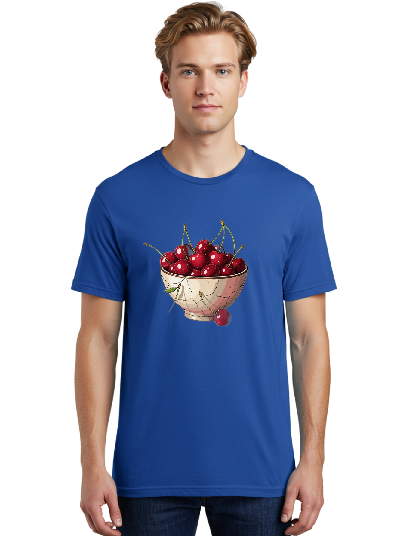 Cherries-In-Bowl-1 Men'S Graphic Tee, 100% Cotton, Comfortable Casual Summer Wear, Machine Washable, Vintage Camera, Old Camera, Antique Camera, Black Camera, Classic Photography, Photography Equipment, Nostalgic Device, Film Camera, Bah732