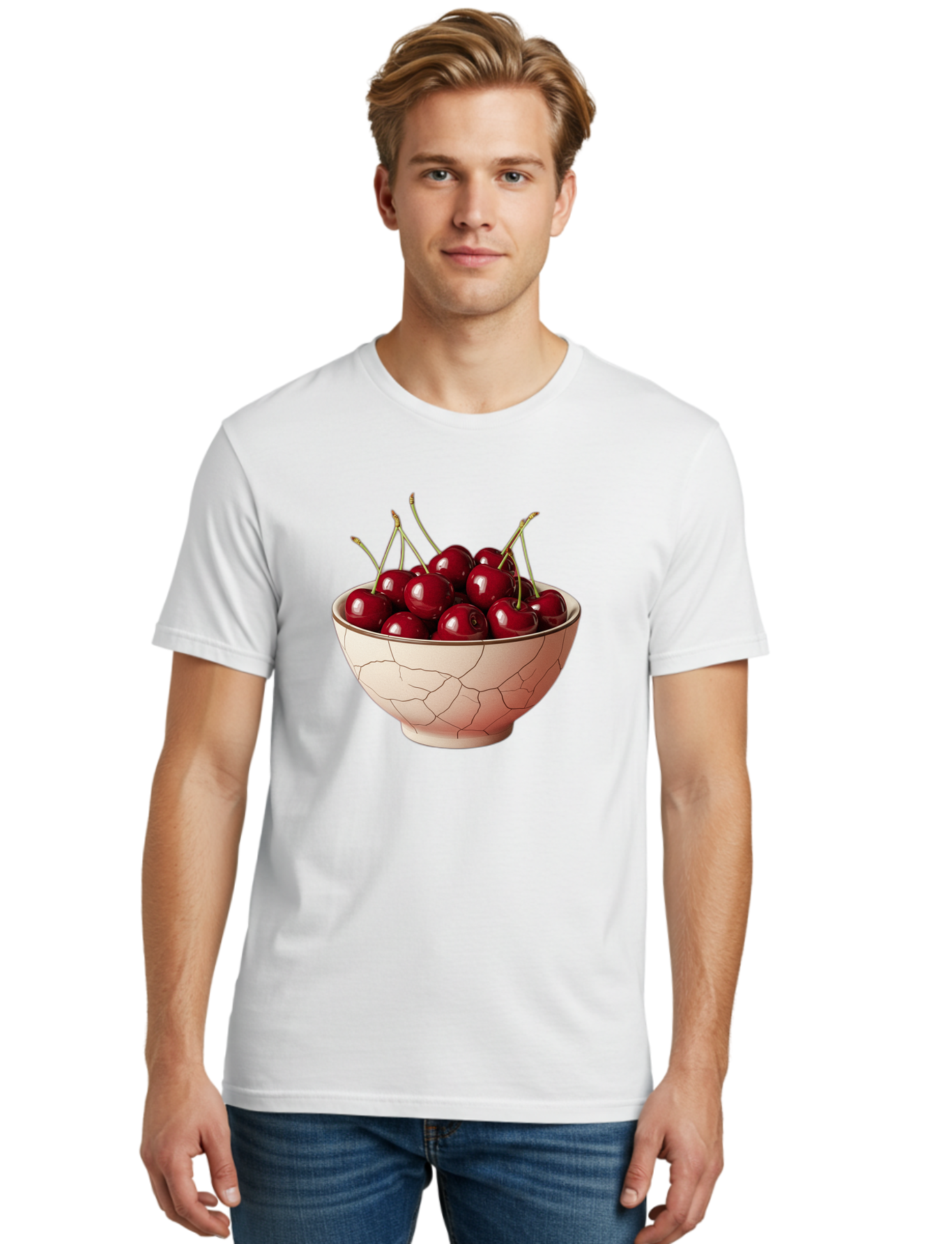 Cherries-In-Bowl-2 Men'S Graphic Tee, 100% Cotton, Comfortable Casual Summer Wear, Machine Washable, Vintage Camera, Old Camera, Antique Camera, Black Camera, Classic Photography, Photography Equipment, Nostalgic Device, Film Camera, Bah733
