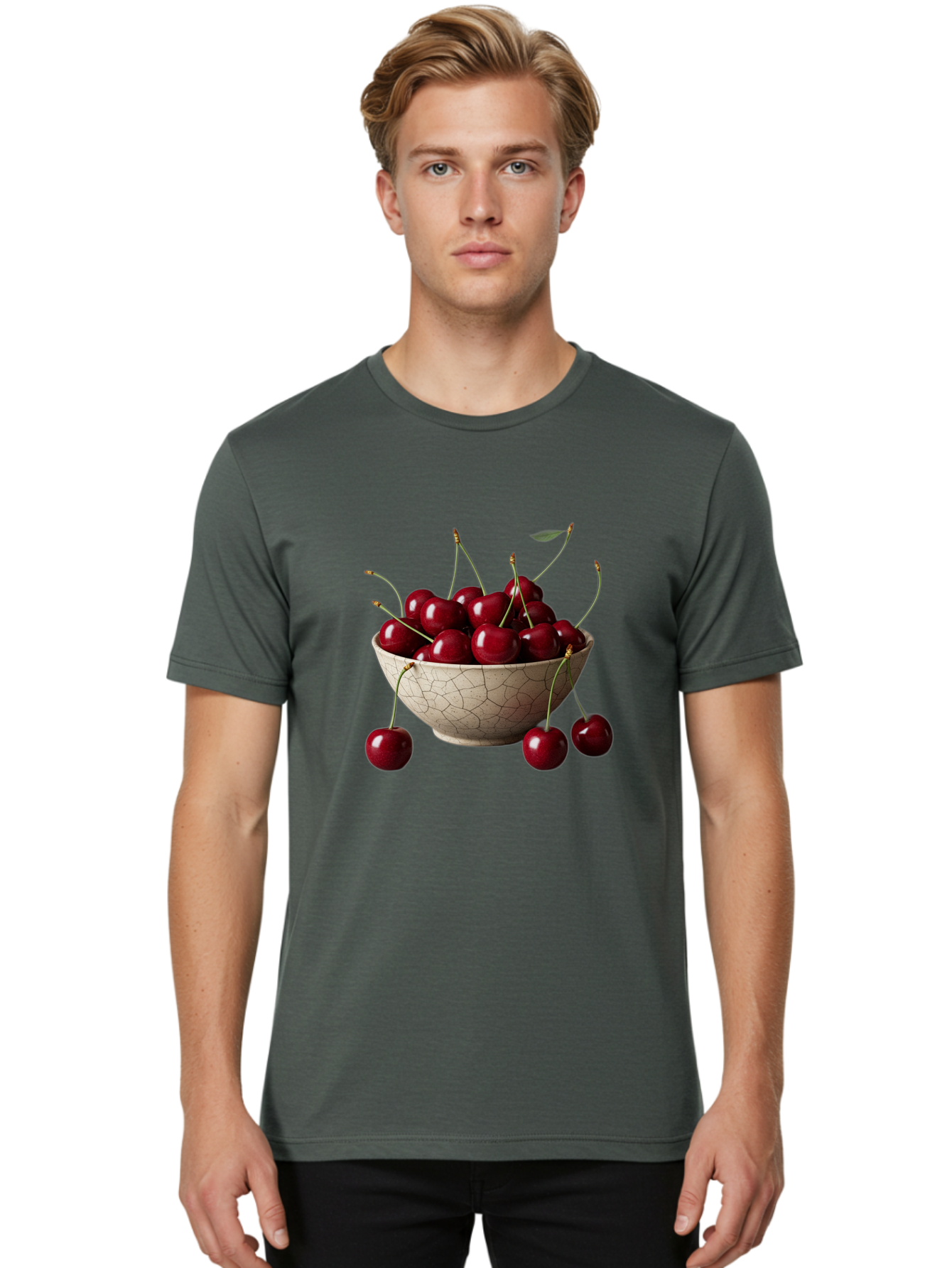 Cherries-In-Bowl Men'S Graphic Tee, 100% Cotton, Comfortable Casual Summer Wear, Machine Washable, Vintage Camera, Old Camera, Antique Camera, Black Camera, Classic Photography, Photography Equipment, Nostalgic Device, Film Camera, Camera Art Bah734