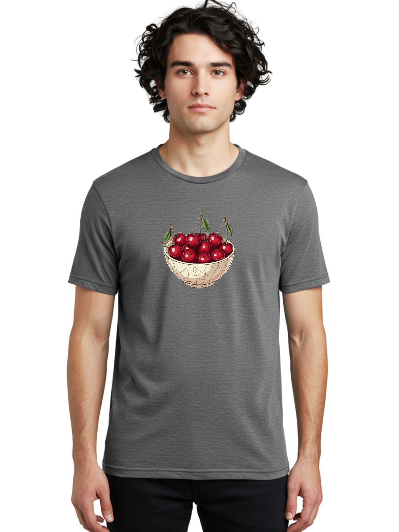 Cherries-In-Ceramic-Bowl Men'S Graphic Tee, 100% Cotton, Comfortable Casual Summer Wear, Machine Washable, Vintage Camera, Old Camera, Antique Camera, Black Camera, Classic Photography, Photography Equipment, Nostalgic Device, Film Camera, Bah735