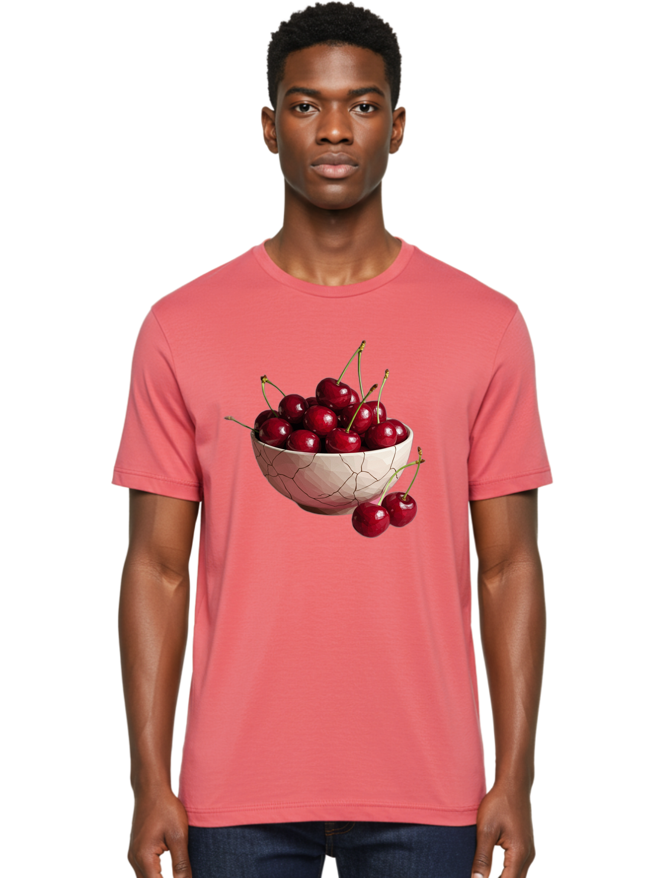 Cherries-In-Cracked-Bowl-1 Men'S Graphic Tee, 100% Cotton, Comfortable Casual Summer Wear, Machine Washable, Vintage Camera, Old Camera, Antique Camera, Black Camera, Classic Photography, Photography Equipment, Nostalgic Device, Film Camera, Bah736