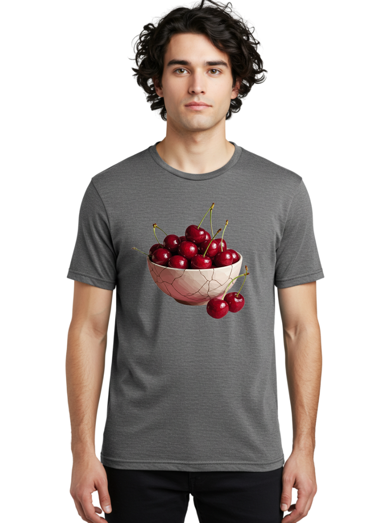 Cherries-In-Cracked-Bowl-1 Men'S Graphic Tee, 100% Cotton, Comfortable Casual Summer Wear, Machine Washable, Vintage Camera, Old Camera, Antique Camera, Black Camera, Classic Photography, Photography Equipment, Nostalgic Device, Film Camera, Bah736