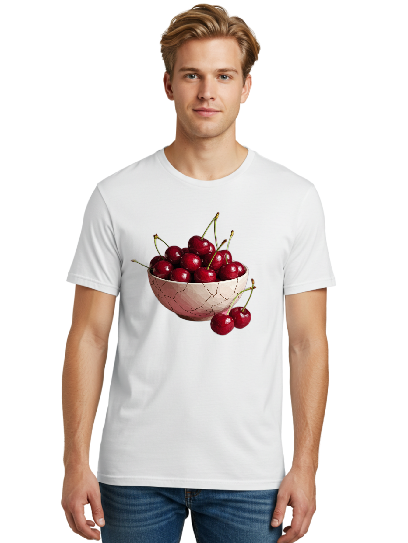 Cherries-In-Cracked-Bowl-1 Men'S Graphic Tee, 100% Cotton, Comfortable Casual Summer Wear, Machine Washable, Vintage Camera, Old Camera, Antique Camera, Black Camera, Classic Photography, Photography Equipment, Nostalgic Device, Film Camera, Bah736