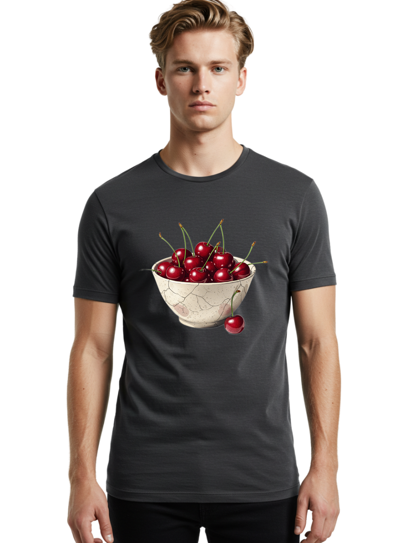 Cherries-In-Cracked-Bowl Men'S Graphic Tee, 100% Cotton, Comfortable Casual Summer Wear, Machine Washable, Vintage Camera, Old Camera, Antique Camera, Black Camera, Classic Photography, Photography Equipment, Nostalgic Device, Film Camera, Bah738