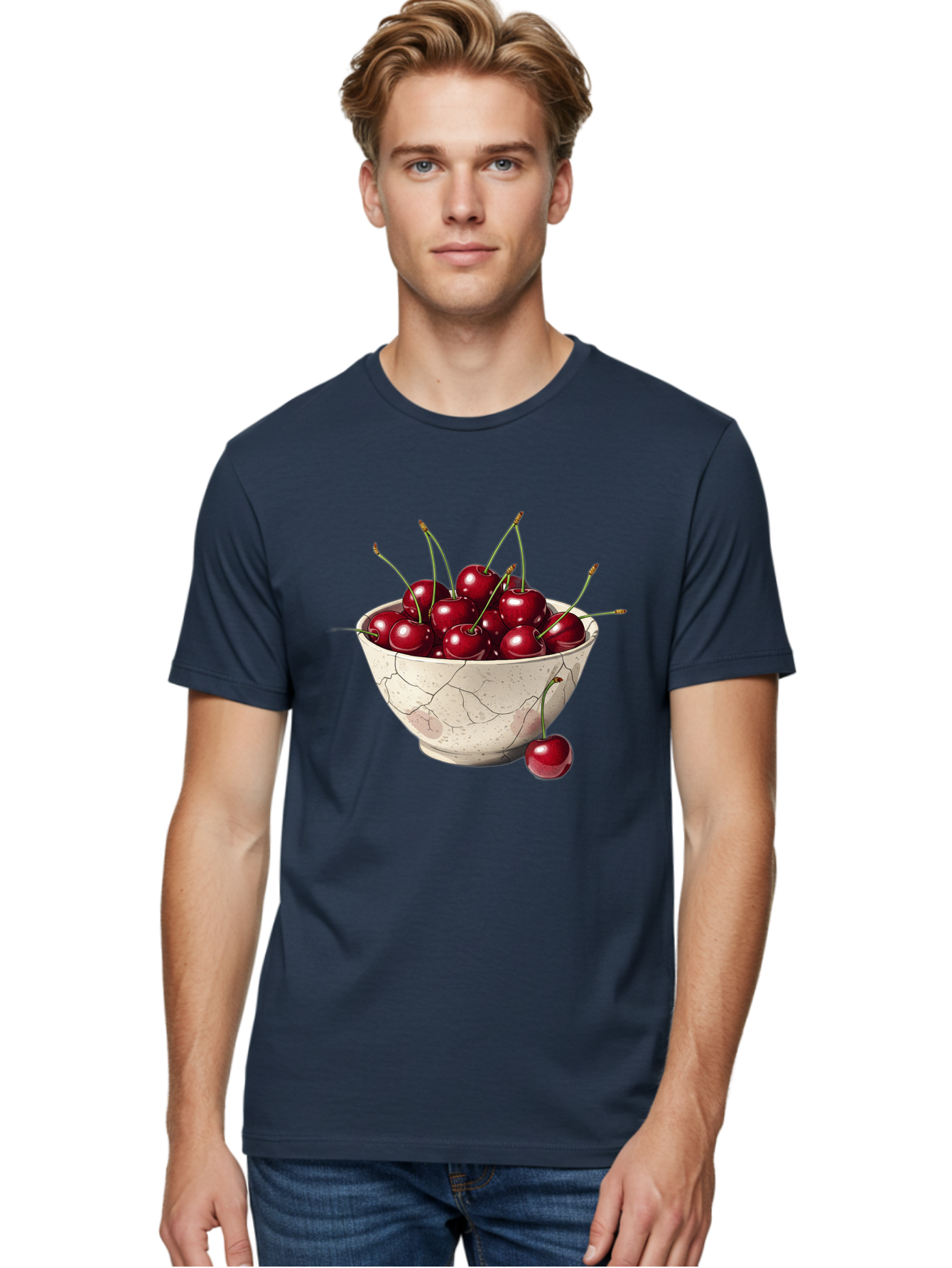 Cherries-In-Cracked-Bowl Men'S Graphic Tee, 100% Cotton, Comfortable Casual Summer Wear, Machine Washable, Vintage Camera, Old Camera, Antique Camera, Black Camera, Classic Photography, Photography Equipment, Nostalgic Device, Film Camera, Bah738