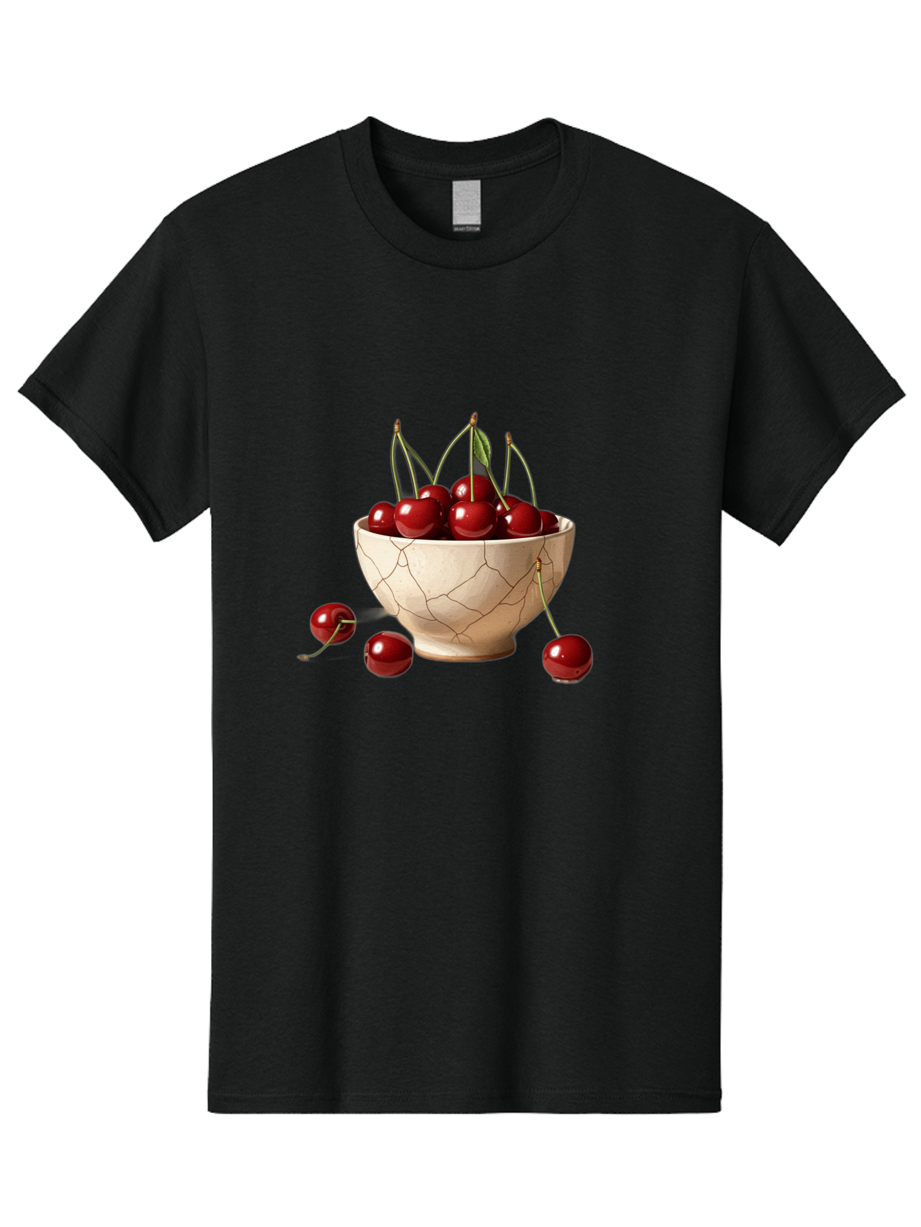 Cherries-In-Kintsugi-Bowl-1 Men'S Graphic Tee, 100% Cotton, Comfortable Casual Summer Wear, Machine Washable, Vintage Camera, Old Camera, Antique Camera, Black Camera, Classic Photography, Photography Equipment, Nostalgic Device, Film Camera, Bah739