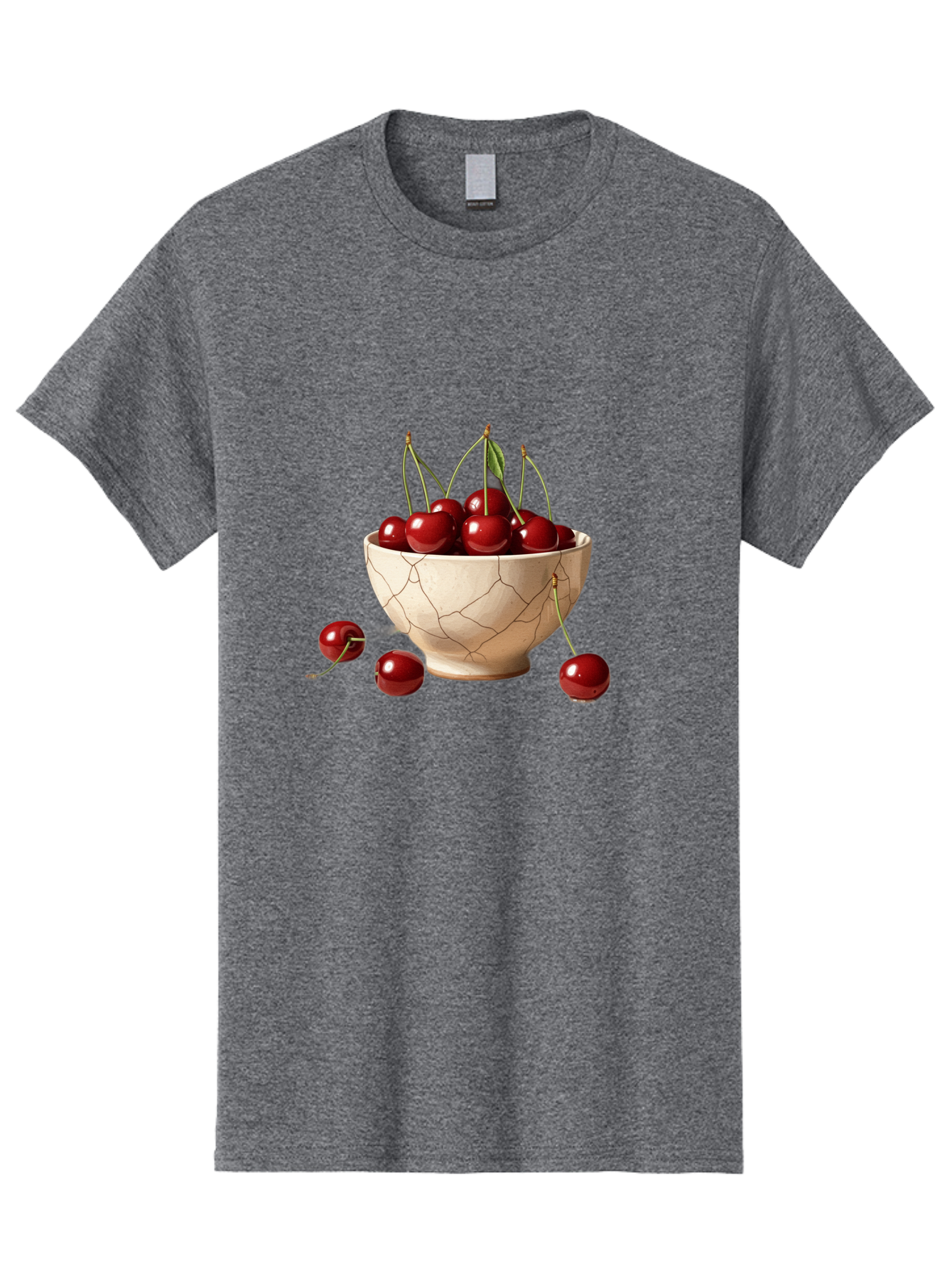 Cherries-In-Kintsugi-Bowl-1 Men'S Graphic Tee, 100% Cotton, Comfortable Casual Summer Wear, Machine Washable, Vintage Camera, Old Camera, Antique Camera, Black Camera, Classic Photography, Photography Equipment, Nostalgic Device, Film Camera, Bah739