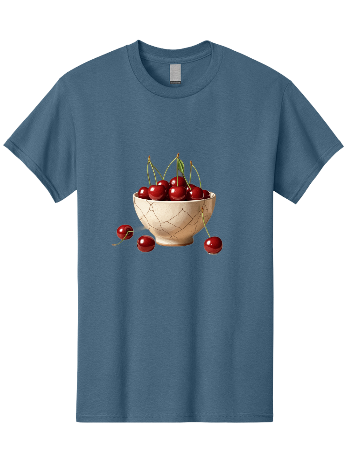 Cherries-In-Kintsugi-Bowl-1 Men'S Graphic Tee, 100% Cotton, Comfortable Casual Summer Wear, Machine Washable, Vintage Camera, Old Camera, Antique Camera, Black Camera, Classic Photography, Photography Equipment, Nostalgic Device, Film Camera, Bah739