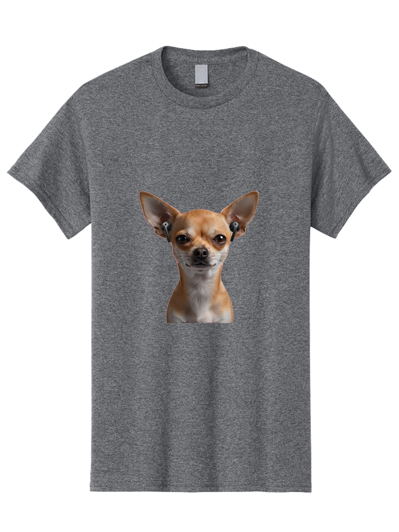 Chihuahua-With-Earbuds Men'S Graphic Tee, 100% Cotton, Comfortable Casual Summer Wear, Machine Washable, Vintage Camera, Old Camera, Antique Camera, Black Camera, Classic Photography, Photography Equipment, Nostalgic Device, Film Camera, Bah750