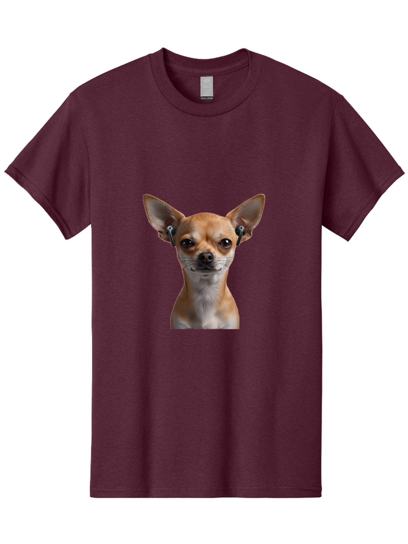 Chihuahua-With-Earbuds Men'S Graphic Tee, 100% Cotton, Comfortable Casual Summer Wear, Machine Washable, Vintage Camera, Old Camera, Antique Camera, Black Camera, Classic Photography, Photography Equipment, Nostalgic Device, Film Camera, Bah750