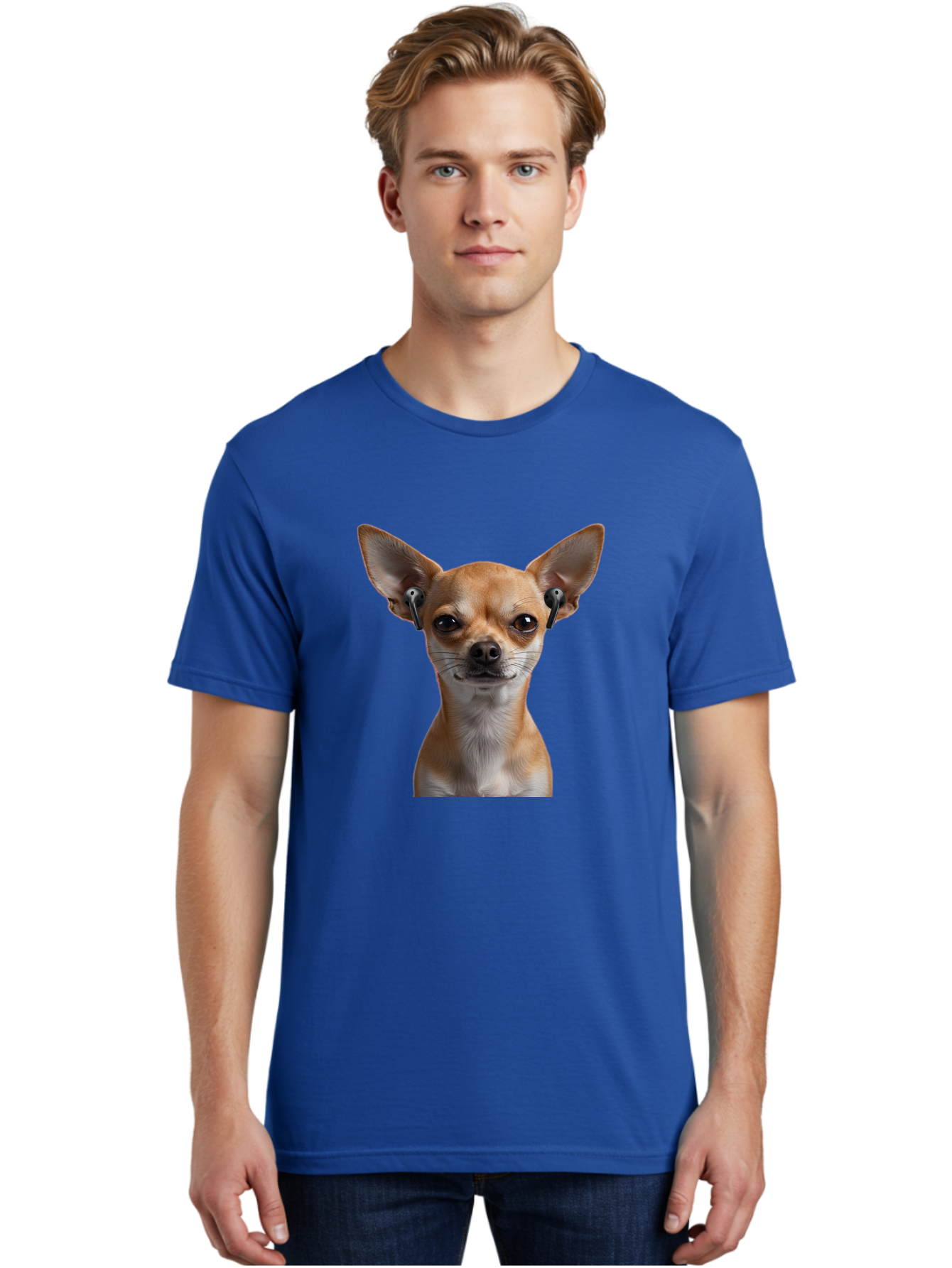 Chihuahua-With-Earbuds Men'S Graphic Tee, 100% Cotton, Comfortable Casual Summer Wear, Machine Washable, Vintage Camera, Old Camera, Antique Camera, Black Camera, Classic Photography, Photography Equipment, Nostalgic Device, Film Camera, Bah750