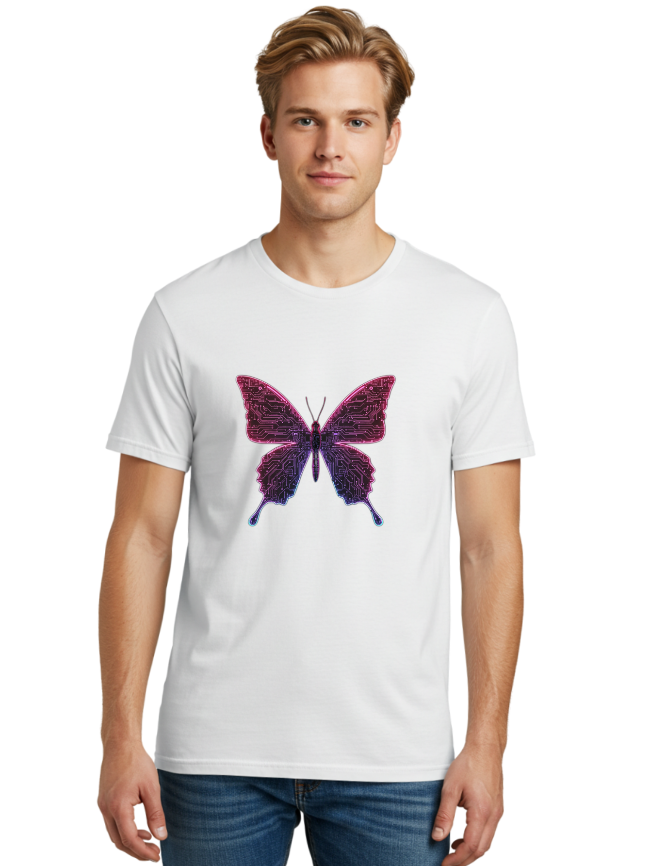 Circuit-Butterfly-2 Men'S Graphic Tee, 100% Cotton, Comfortable Casual Summer Wear, Machine Washable, Vintage Camera, Old Camera, Antique Camera, Black Camera, Classic Photography, Photography Equipment, Nostalgic Device, Film Camera, Bah753