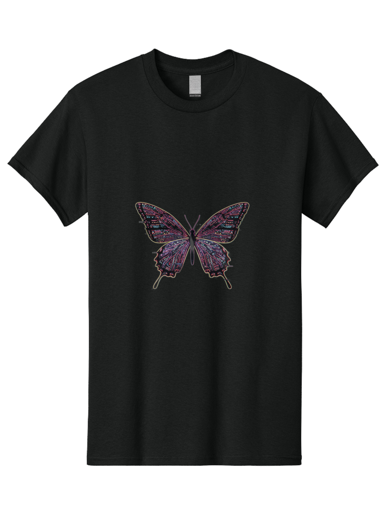 Circuit-Butterfly-3 Men'S Graphic Tee, 100% Cotton, Comfortable Casual Summer Wear, Machine Washable, Vintage Camera, Old Camera, Antique Camera, Black Camera, Classic Photography, Photography Equipment, Nostalgic Device, Film Camera, Bah754
