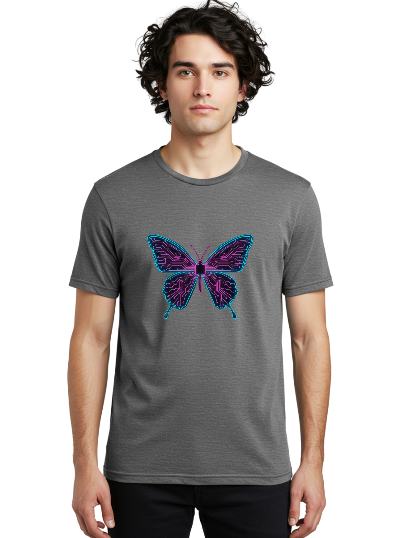 Circuit-Butterfly Men'S Graphic Tee, 100% Cotton, Comfortable Casual Summer Wear, Machine Washable, Vintage Camera, Old Camera, Antique Camera, Black Camera, Classic Photography, Photography Equipment, Nostalgic Device, Film Camera, Camera Art Bah755
