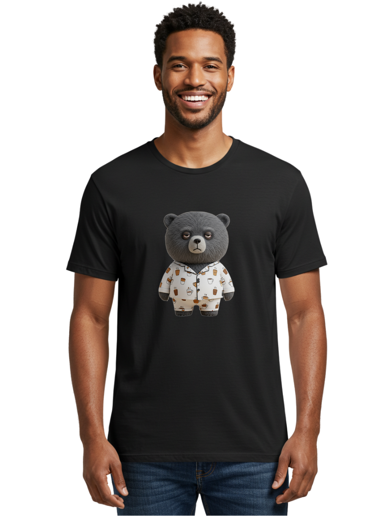 Coffee-Bear-1 Men'S Graphic Tee, 100% Cotton, Comfortable Casual Summer Wear, Machine Washable, Vintage Camera, Old Camera, Antique Camera, Black Camera, Classic Photography, Photography Equipment, Nostalgic Device, Film Camera, Camera Art Bah768