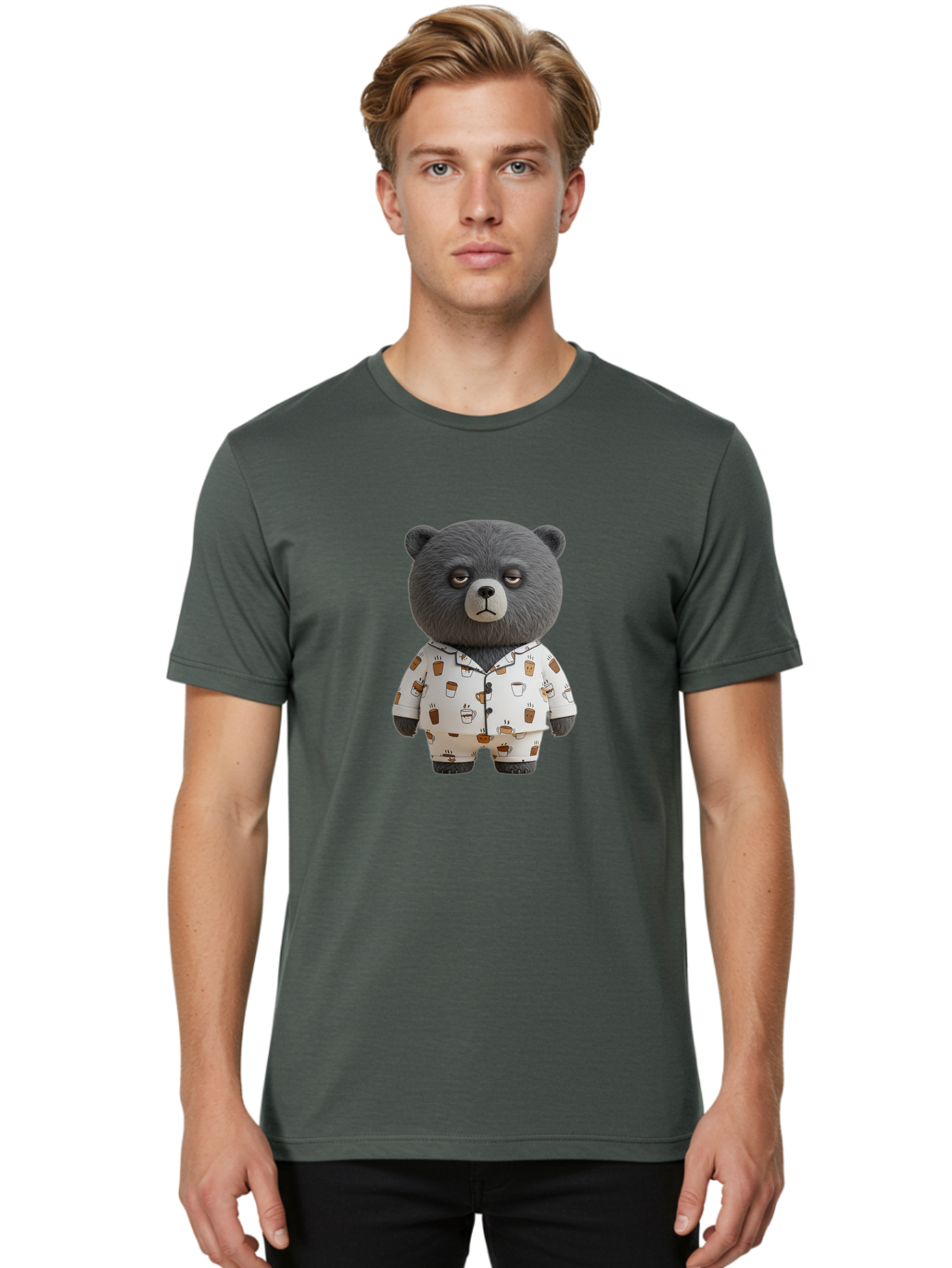 Coffee-Bear-1 Men'S Graphic Tee, 100% Cotton, Comfortable Casual Summer Wear, Machine Washable, Vintage Camera, Old Camera, Antique Camera, Black Camera, Classic Photography, Photography Equipment, Nostalgic Device, Film Camera, Camera Art Bah768