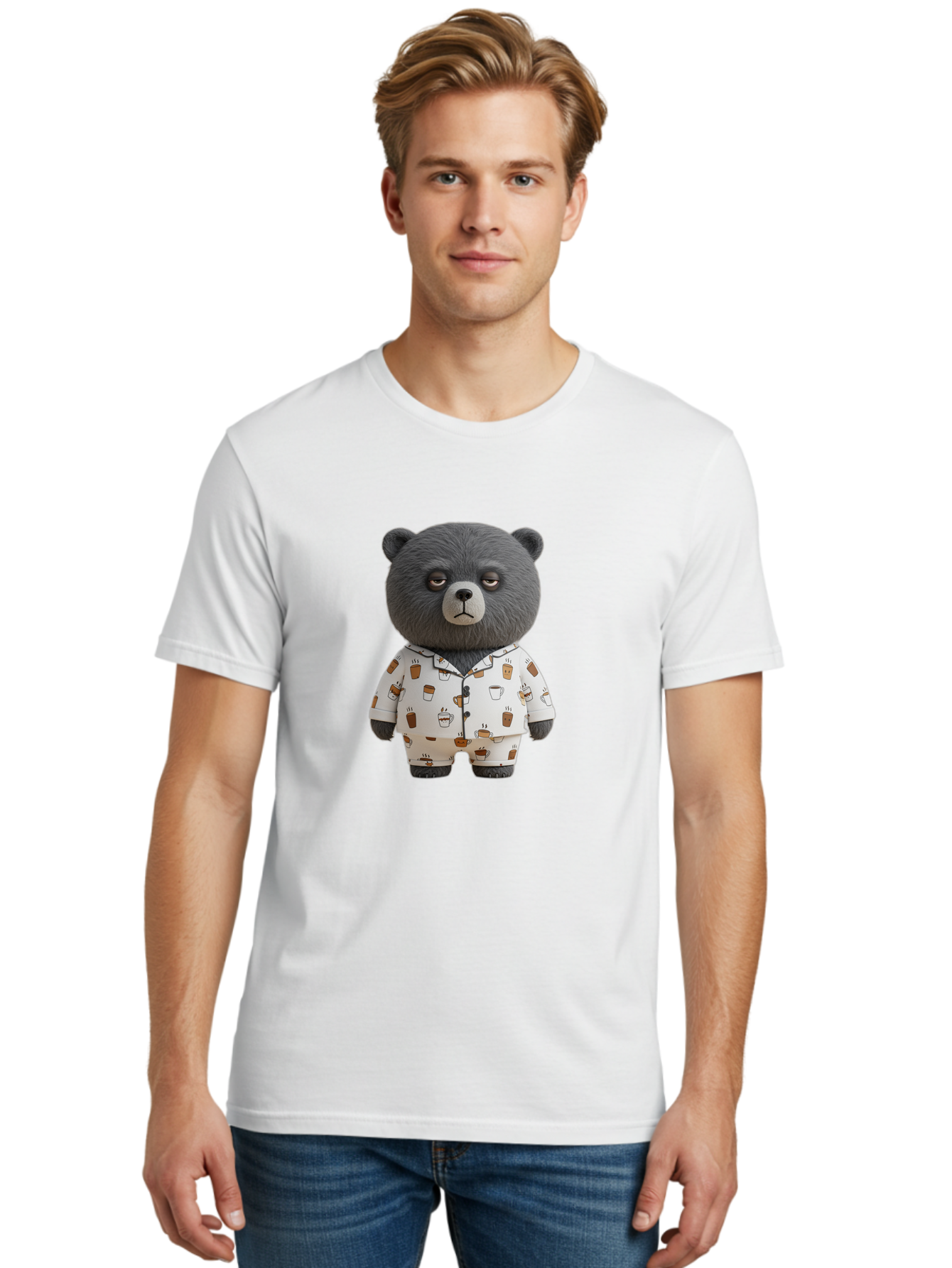 Coffee-Bear-1 Men'S Graphic Tee, 100% Cotton, Comfortable Casual Summer Wear, Machine Washable, Vintage Camera, Old Camera, Antique Camera, Black Camera, Classic Photography, Photography Equipment, Nostalgic Device, Film Camera, Camera Art Bah768
