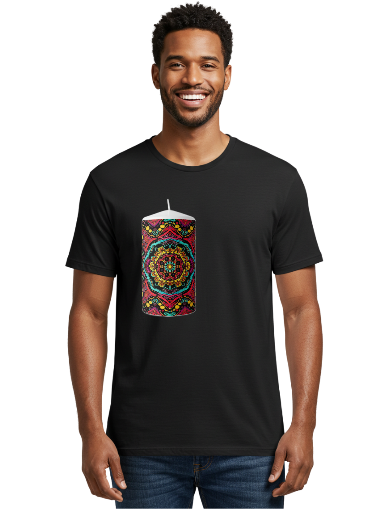 Colorful-Mandala-Candle Men'S Graphic Tee, 100% Cotton, Comfortable Casual Summer Wear, Machine Washable, Vintage Camera, Old Camera, Antique Camera, Black Camera, Classic Photography, Photography Equipment, Nostalgic Device, Film Camera, Bah774
