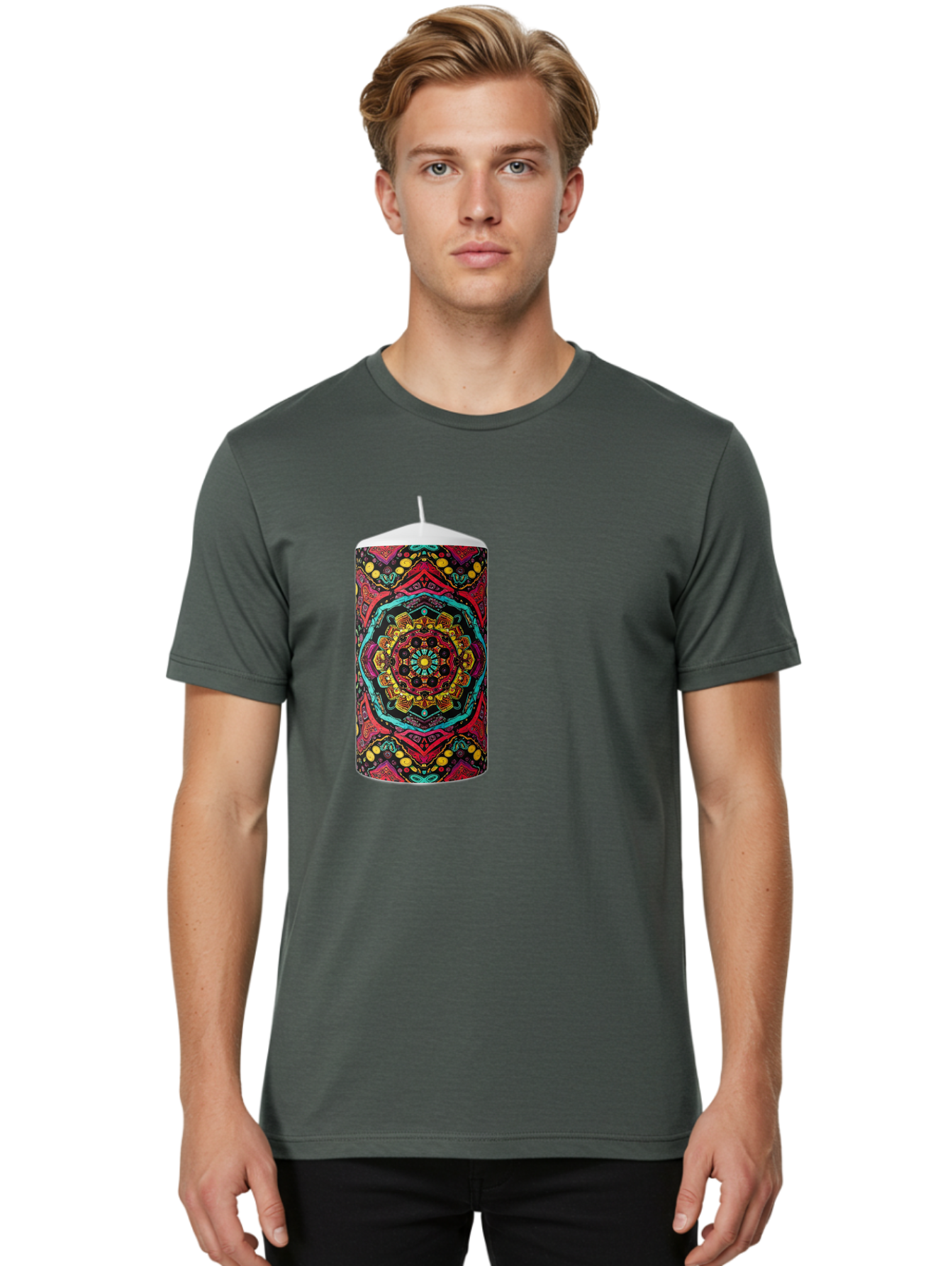 Colorful-Mandala-Candle Men'S Graphic Tee, 100% Cotton, Comfortable Casual Summer Wear, Machine Washable, Vintage Camera, Old Camera, Antique Camera, Black Camera, Classic Photography, Photography Equipment, Nostalgic Device, Film Camera, Bah774
