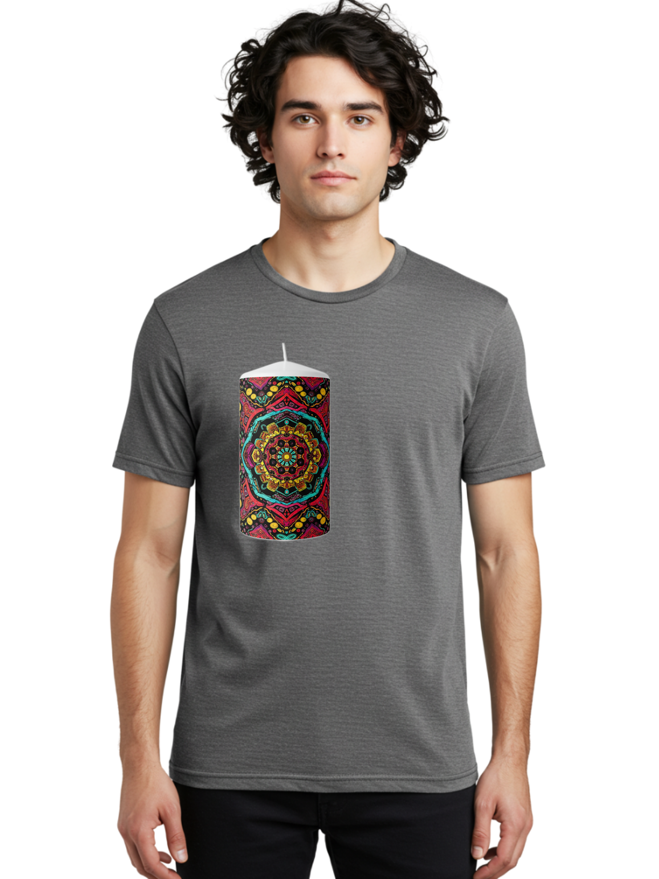 Colorful-Mandala-Candle Men'S Graphic Tee, 100% Cotton, Comfortable Casual Summer Wear, Machine Washable, Vintage Camera, Old Camera, Antique Camera, Black Camera, Classic Photography, Photography Equipment, Nostalgic Device, Film Camera, Bah774