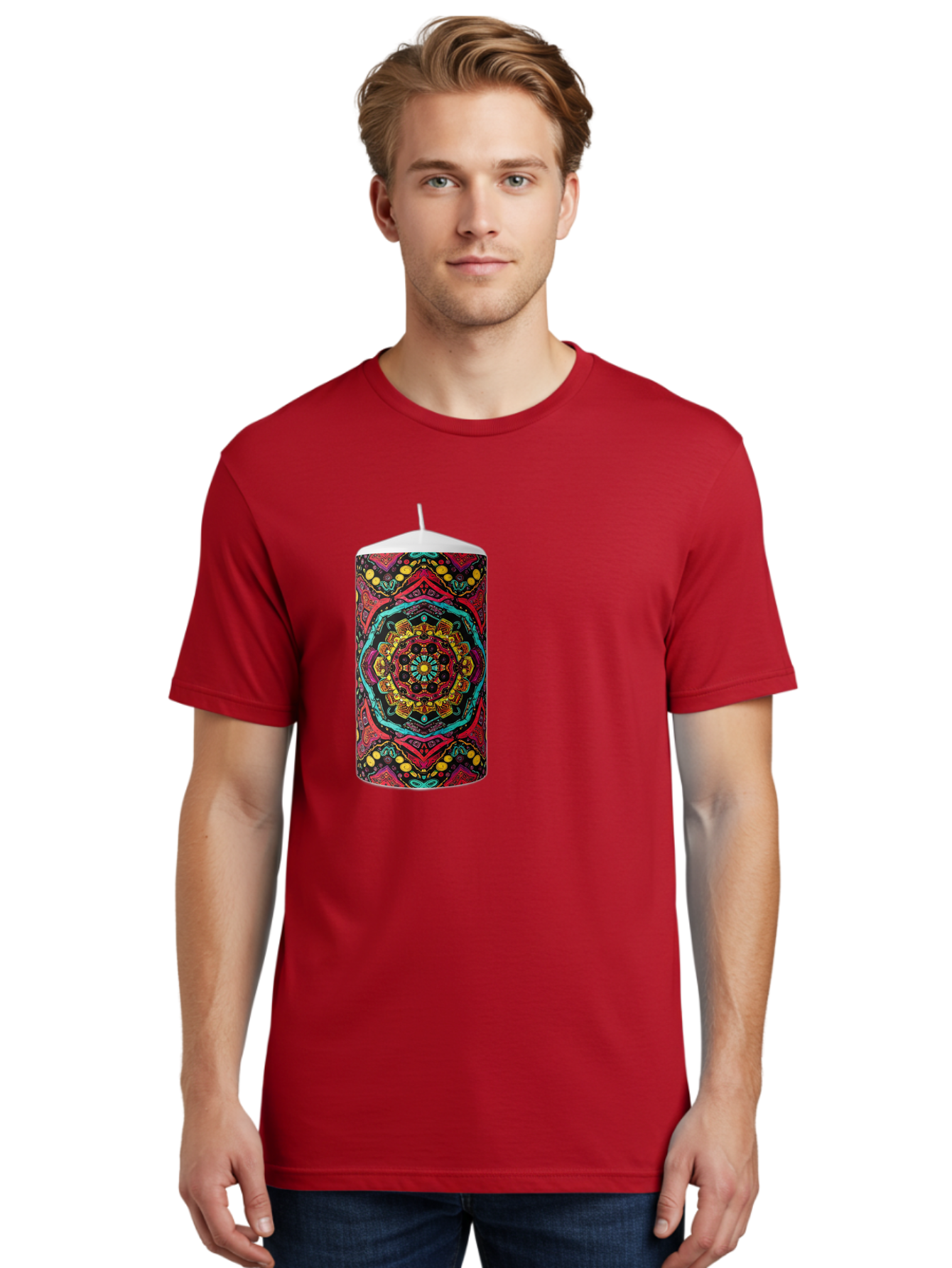 Colorful-Mandala-Candle Men'S Graphic Tee, 100% Cotton, Comfortable Casual Summer Wear, Machine Washable, Vintage Camera, Old Camera, Antique Camera, Black Camera, Classic Photography, Photography Equipment, Nostalgic Device, Film Camera, Bah774