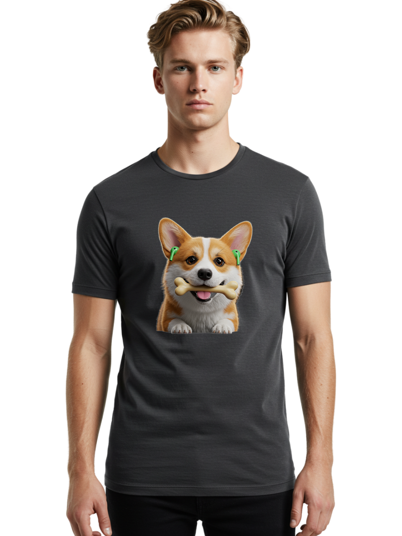 Corgi-With-Bone Men'S Graphic Tee, 100% Cotton, Comfortable Casual Summer Wear, Machine Washable, Vintage Camera, Old Camera, Antique Camera, Black Camera, Classic Photography, Photography Equipment, Nostalgic Device, Film Camera, Camera Art Bah784