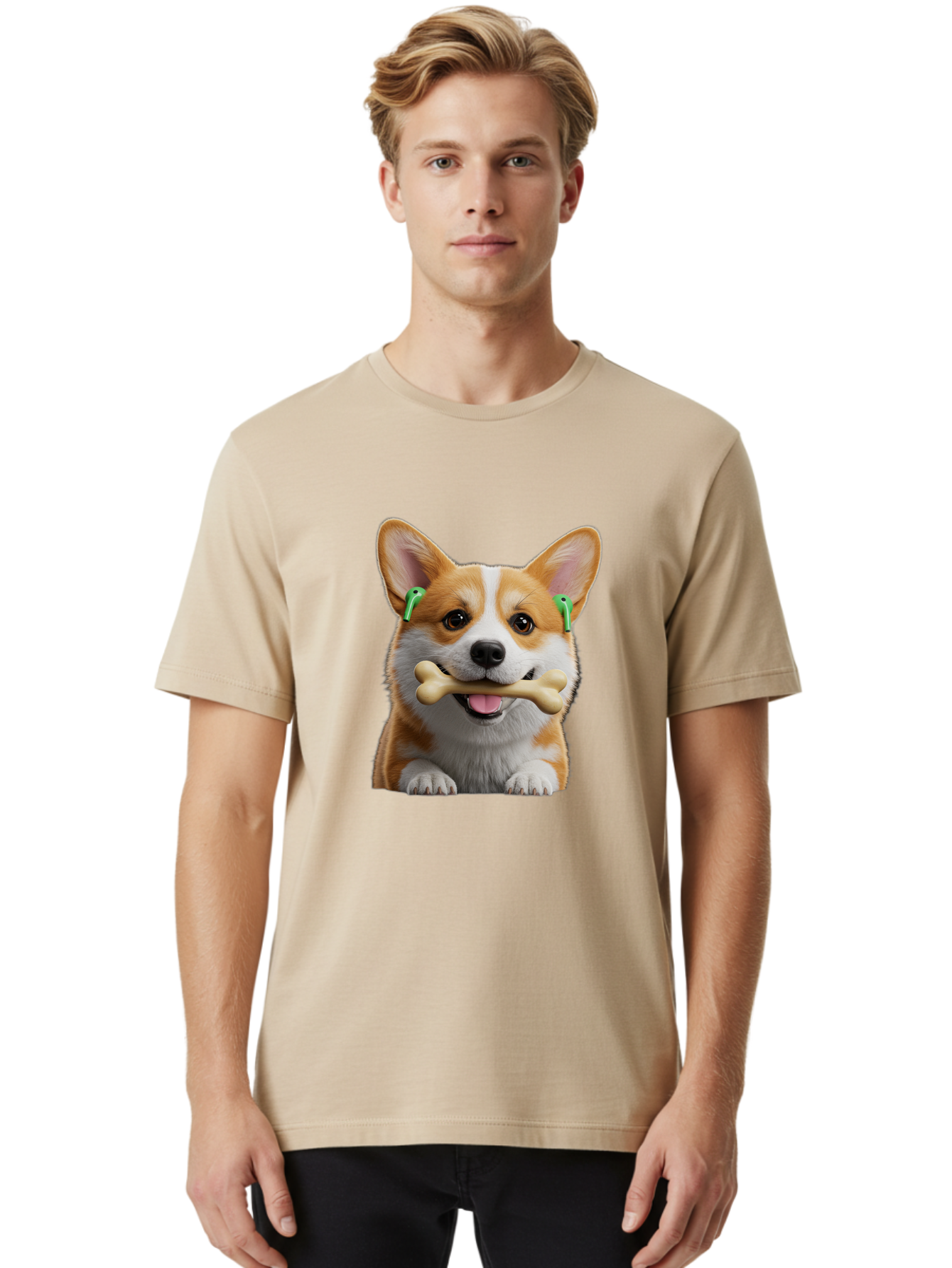 Corgi-With-Bone Men'S Graphic Tee, 100% Cotton, Comfortable Casual Summer Wear, Machine Washable, Vintage Camera, Old Camera, Antique Camera, Black Camera, Classic Photography, Photography Equipment, Nostalgic Device, Film Camera, Camera Art Bah784