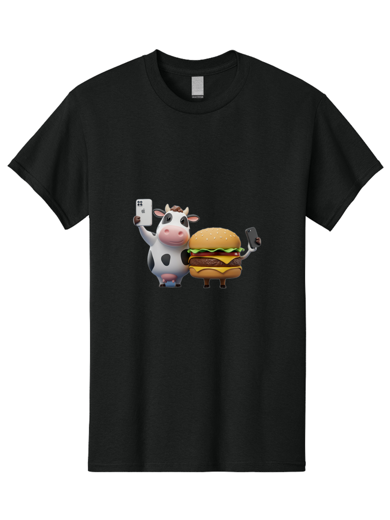 Cow-And-Burger-1 Men'S Graphic Tee, 100% Cotton, Comfortable Casual Summer Wear, Machine Washable, Vintage Camera, Old Camera, Antique Camera, Black Camera, Classic Photography, Photography Equipment, Nostalgic Device, Film Camera, Camera Art Bah788