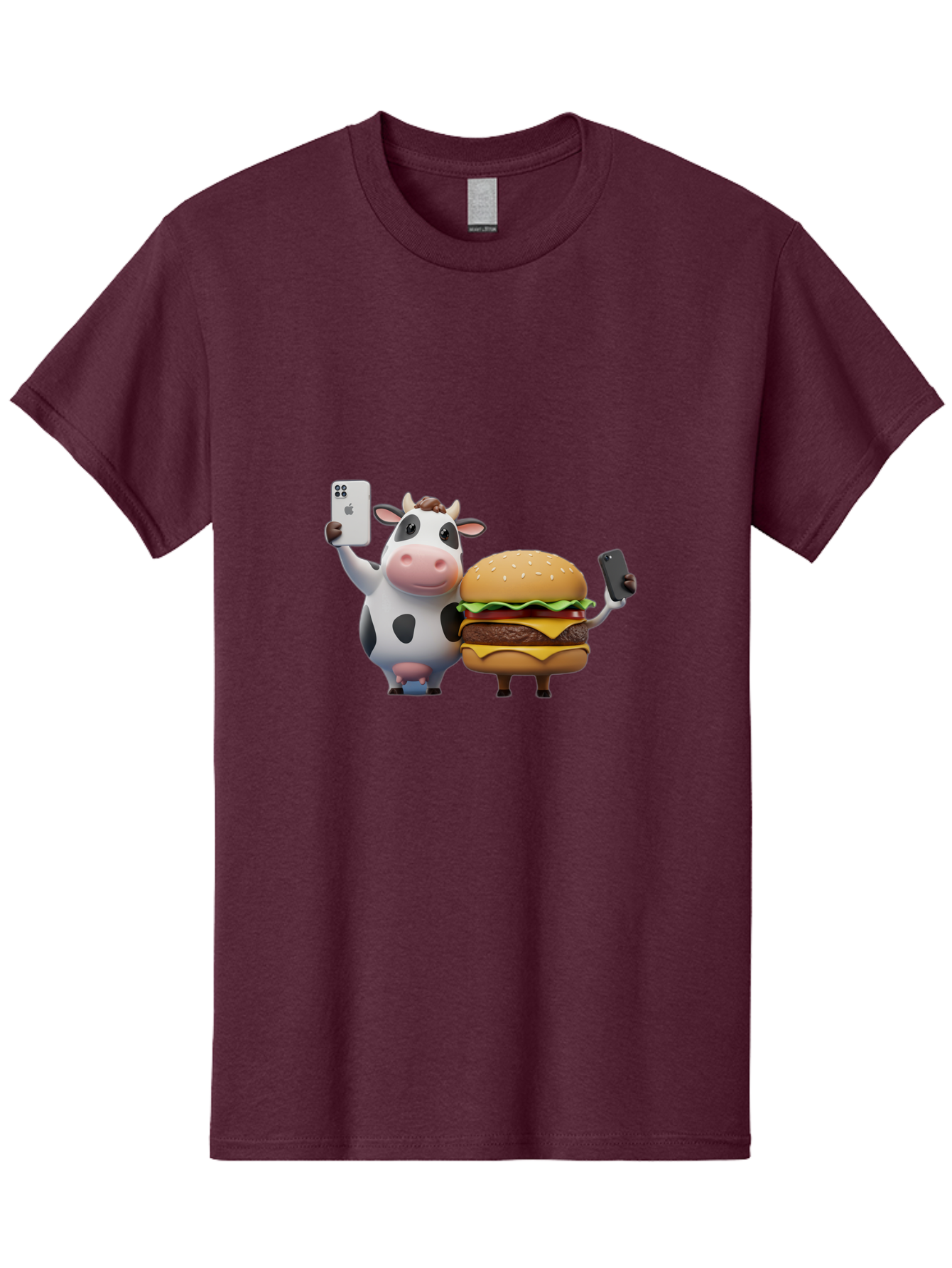 Cow-And-Burger-1 Men'S Graphic Tee, 100% Cotton, Comfortable Casual Summer Wear, Machine Washable, Vintage Camera, Old Camera, Antique Camera, Black Camera, Classic Photography, Photography Equipment, Nostalgic Device, Film Camera, Camera Art Bah788