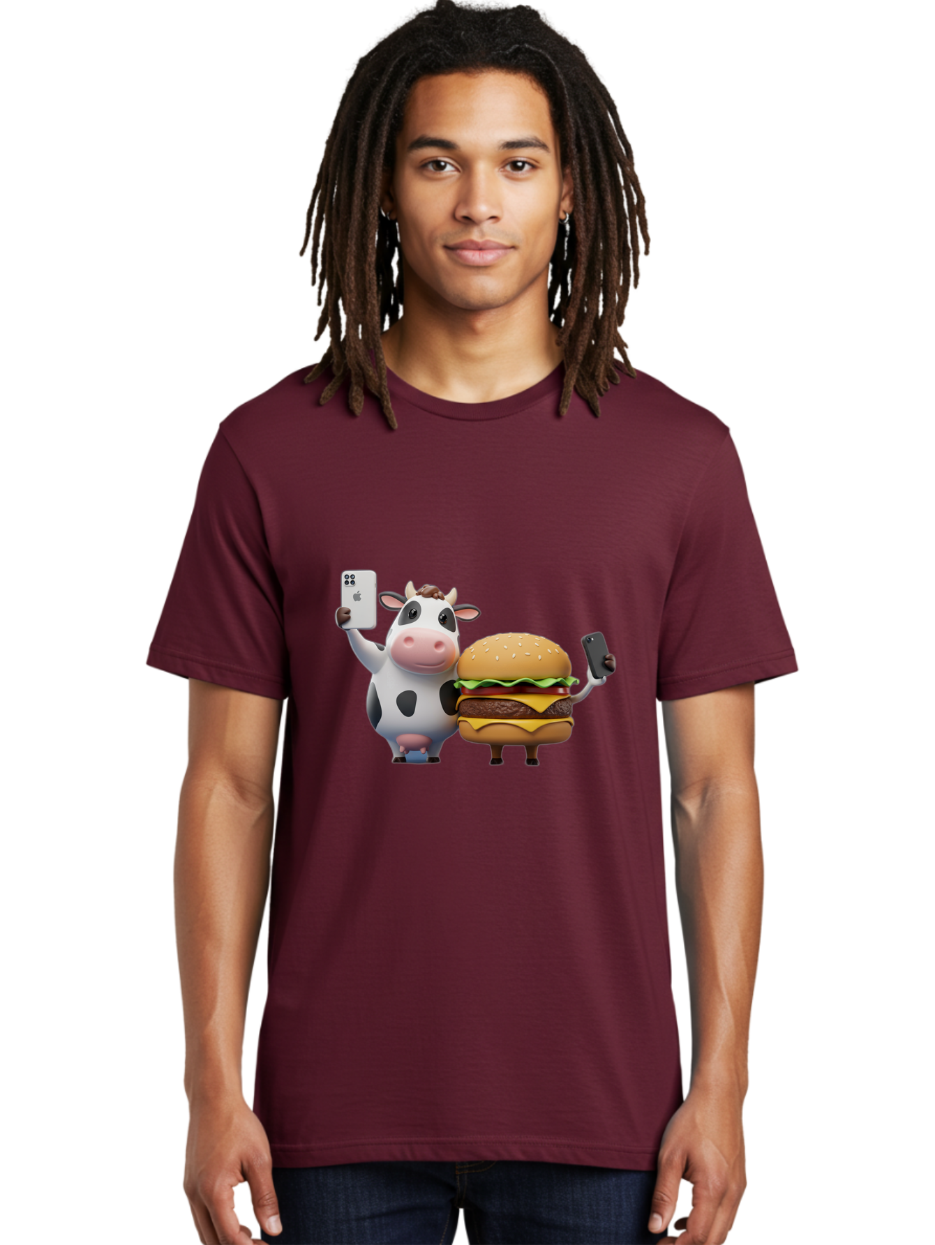 Cow-And-Burger-1 Men'S Graphic Tee, 100% Cotton, Comfortable Casual Summer Wear, Machine Washable, Vintage Camera, Old Camera, Antique Camera, Black Camera, Classic Photography, Photography Equipment, Nostalgic Device, Film Camera, Camera Art Bah788