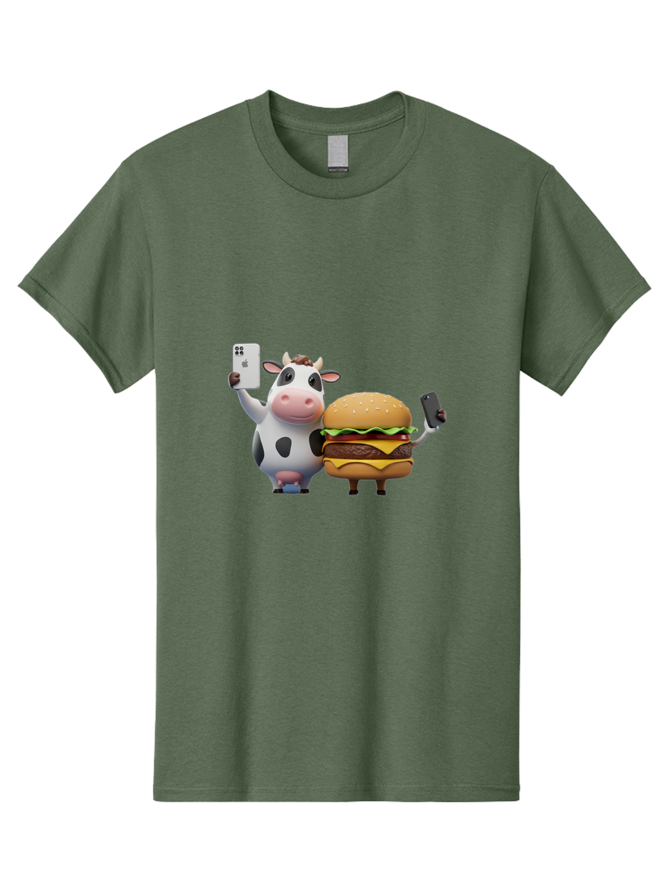 Cow-And-Burger-1 Men'S Graphic Tee, 100% Cotton, Comfortable Casual Summer Wear, Machine Washable, Vintage Camera, Old Camera, Antique Camera, Black Camera, Classic Photography, Photography Equipment, Nostalgic Device, Film Camera, Camera Art Bah788