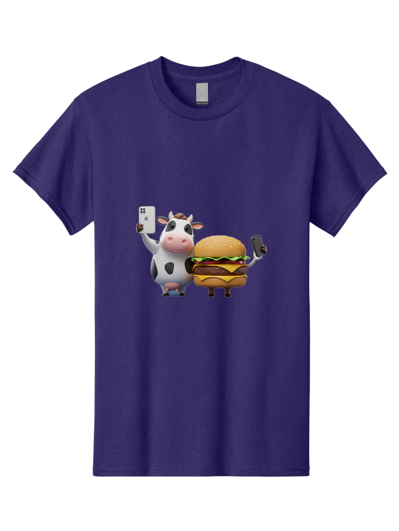 Cow-And-Burger-1 Men'S Graphic Tee, 100% Cotton, Comfortable Casual Summer Wear, Machine Washable, Vintage Camera, Old Camera, Antique Camera, Black Camera, Classic Photography, Photography Equipment, Nostalgic Device, Film Camera, Camera Art Bah788