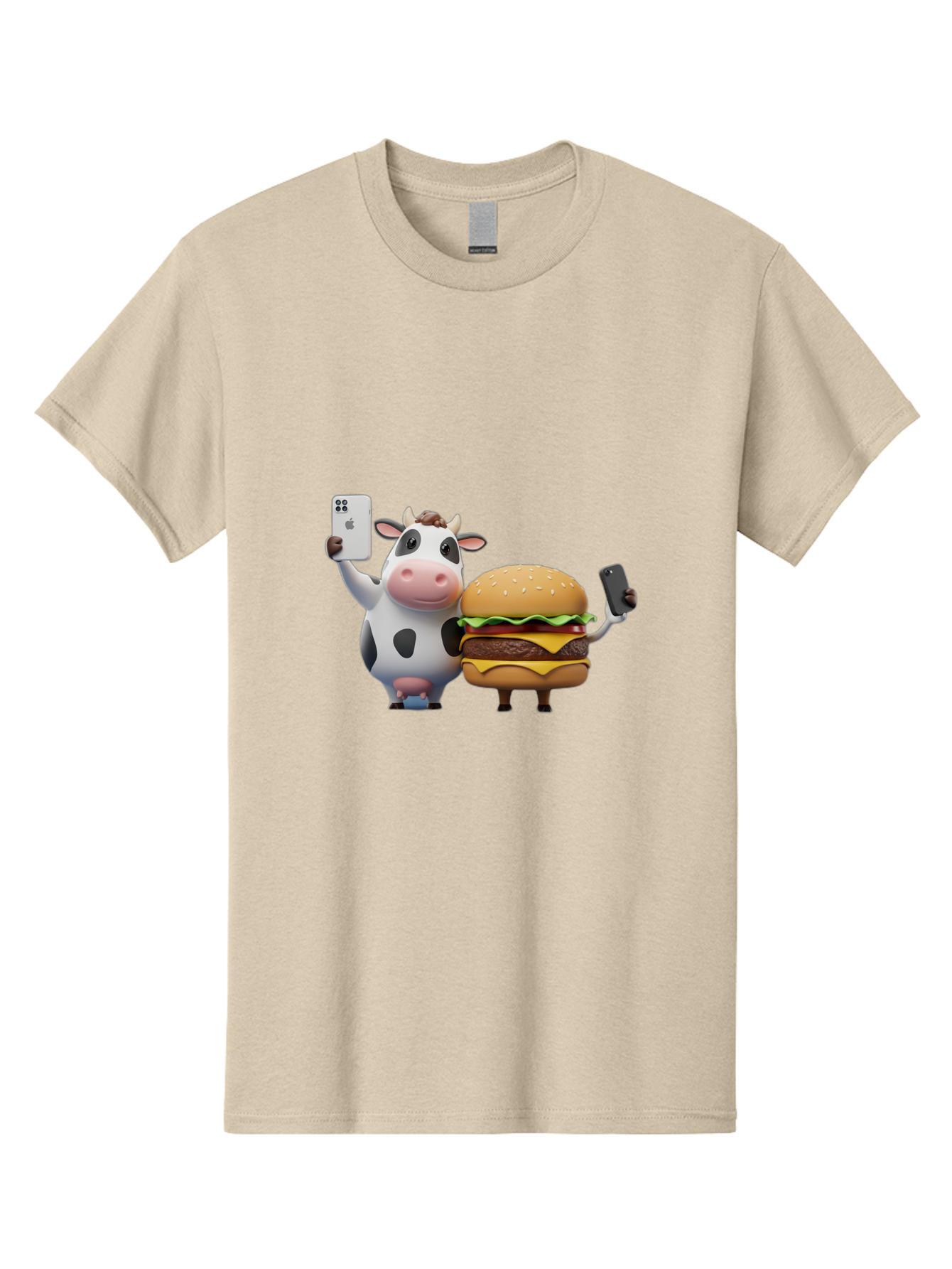 Cow-And-Burger-1 Men'S Graphic Tee, 100% Cotton, Comfortable Casual Summer Wear, Machine Washable, Vintage Camera, Old Camera, Antique Camera, Black Camera, Classic Photography, Photography Equipment, Nostalgic Device, Film Camera, Camera Art Bah788