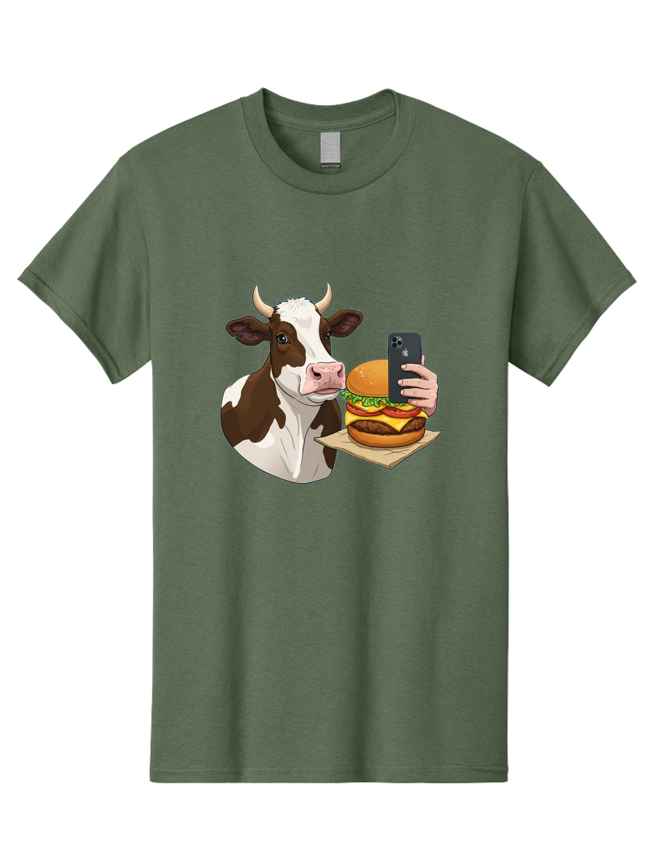 Cow-And-Burger-2 Men'S Graphic Tee, 100% Cotton, Comfortable Casual Summer Wear, Machine Washable, Vintage Camera, Old Camera, Antique Camera, Black Camera, Classic Photography, Photography Equipment, Nostalgic Device, Film Camera, Camera Art Bah789